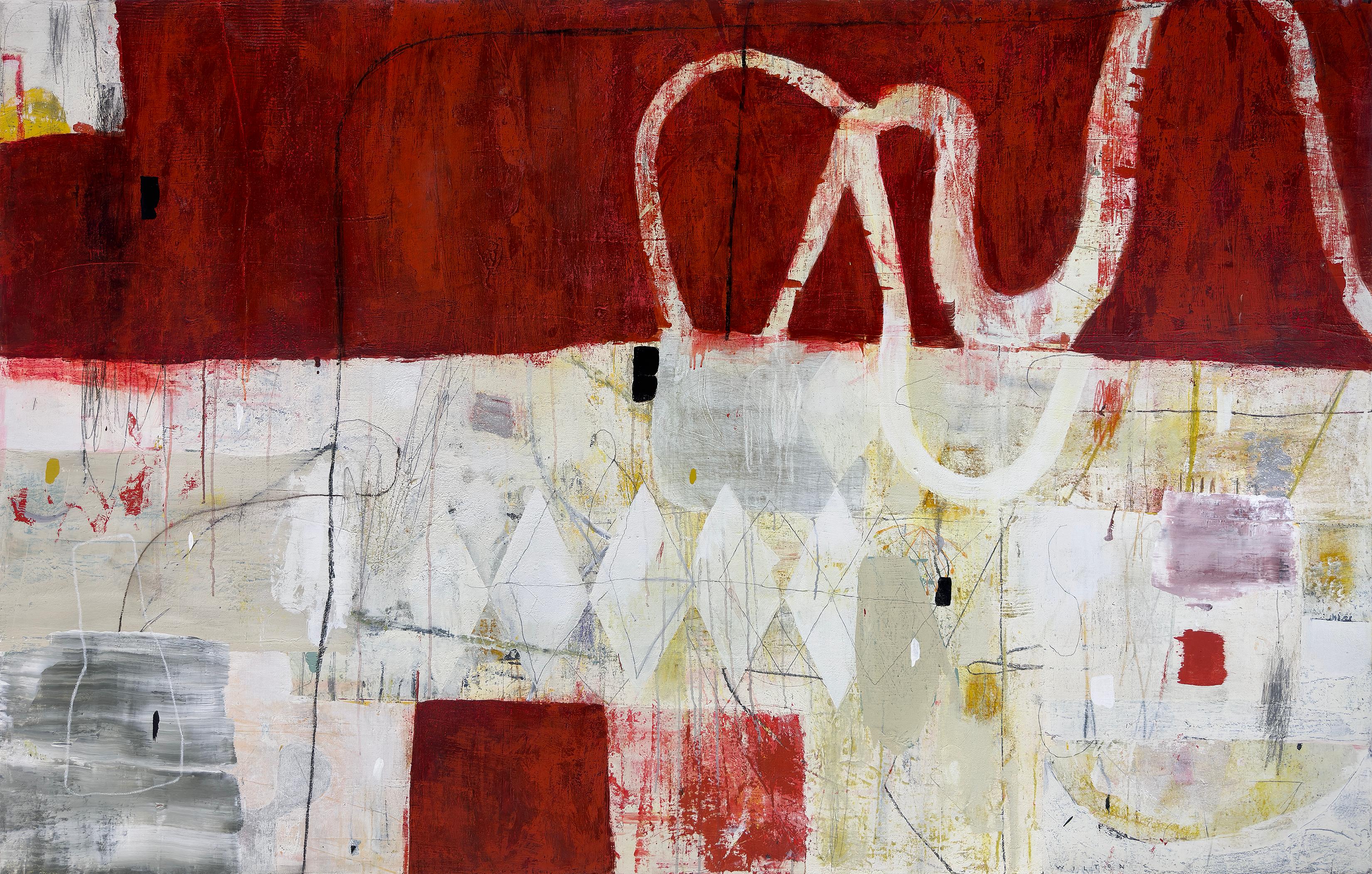 Nicholas Wilton Abstract Painting – Karminrote Flut
