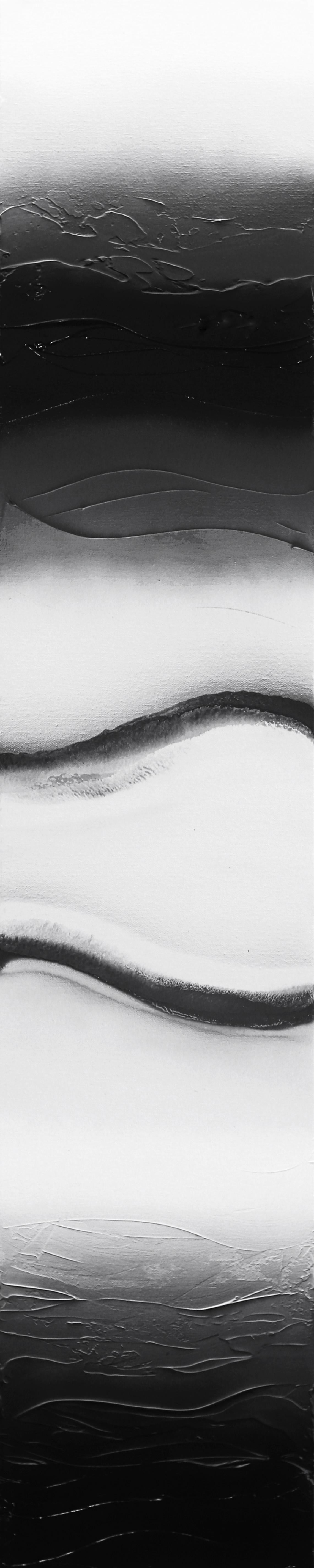 Schwarz-Weiß-Schwarz-Weiß-Schirmen 1  -  Abstraktes Original-Kunstwerk mit Textur, Harz