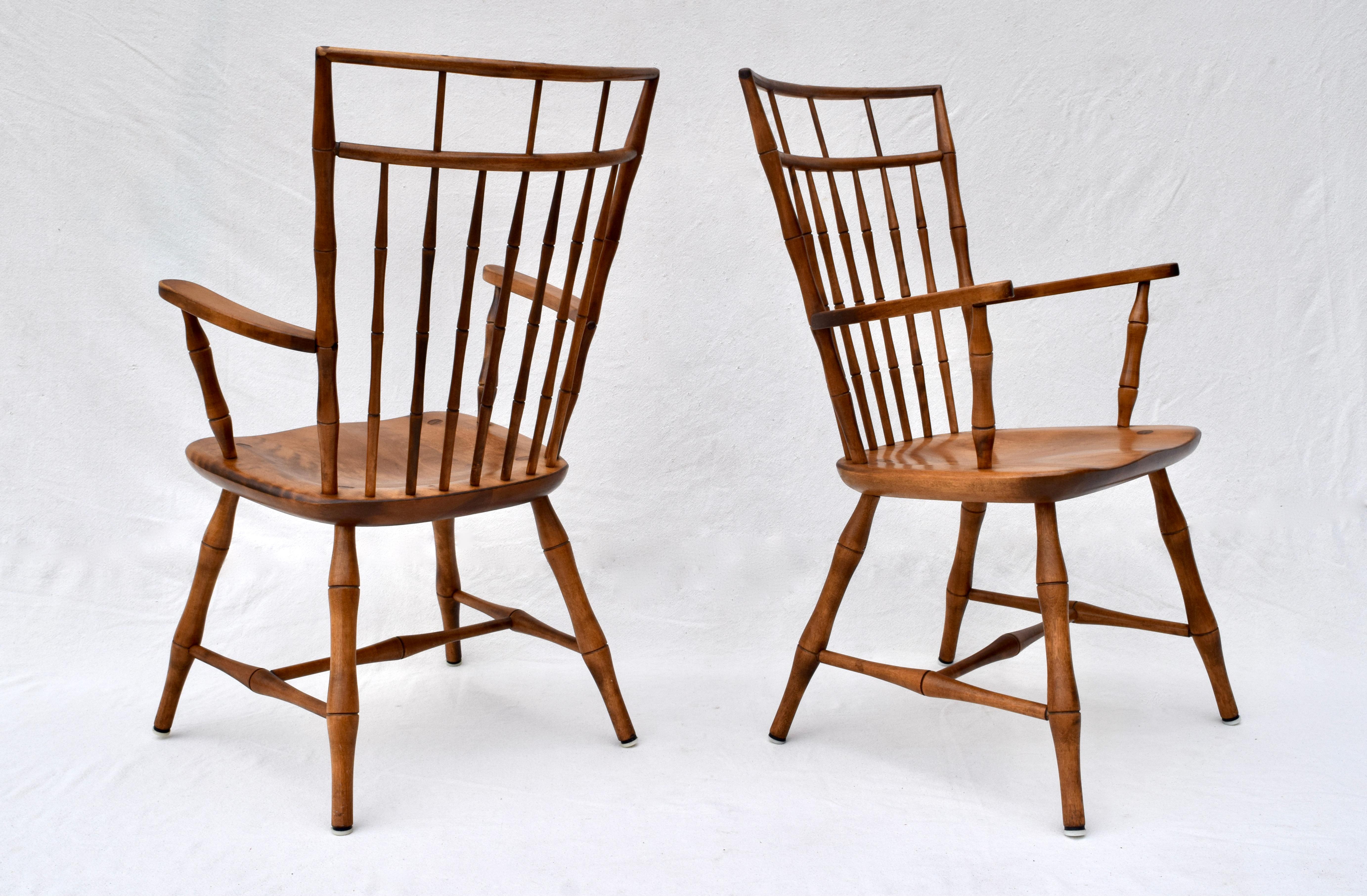 Maple Nichols & Stone Birdcage Windsor Dining Chairs, Set of 6