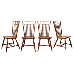 Retro Nichols & Stone Birdcage Windsor Dining Chairs, Set of 6