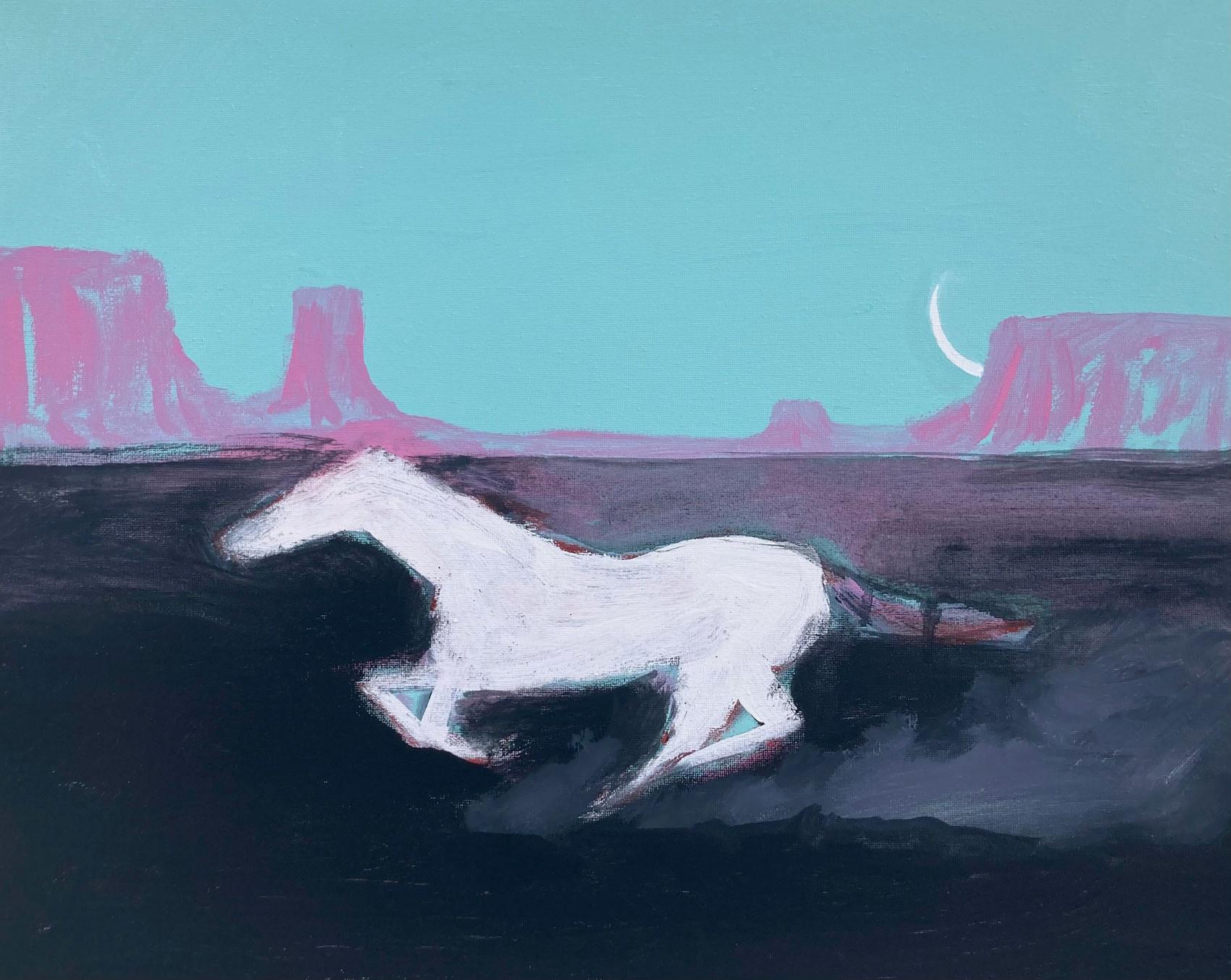Nick Bontorno Animal Painting - Moon Runner, Original Painting