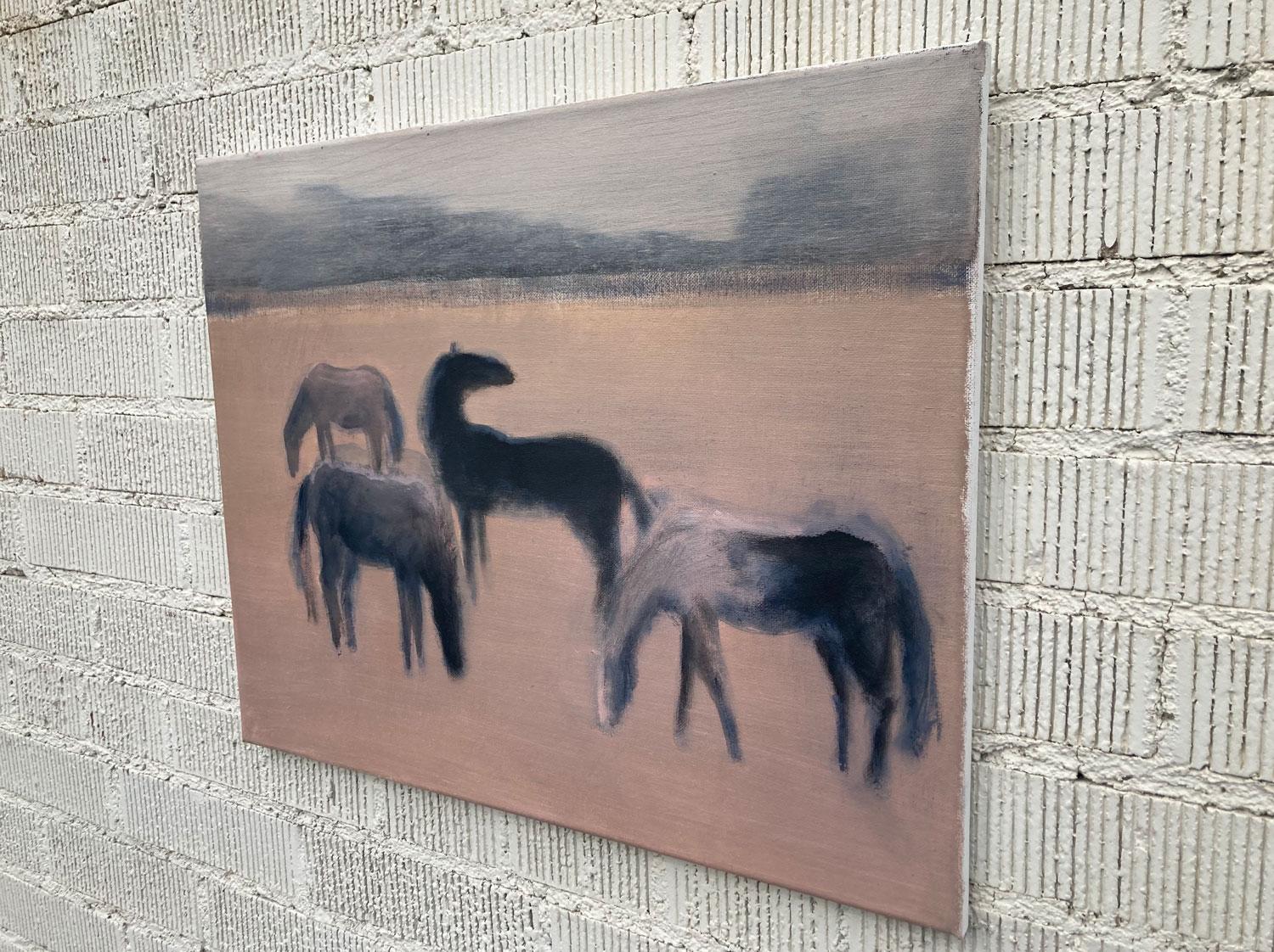 4 Pferde, Originalgemälde – Painting von Nick Bontorno