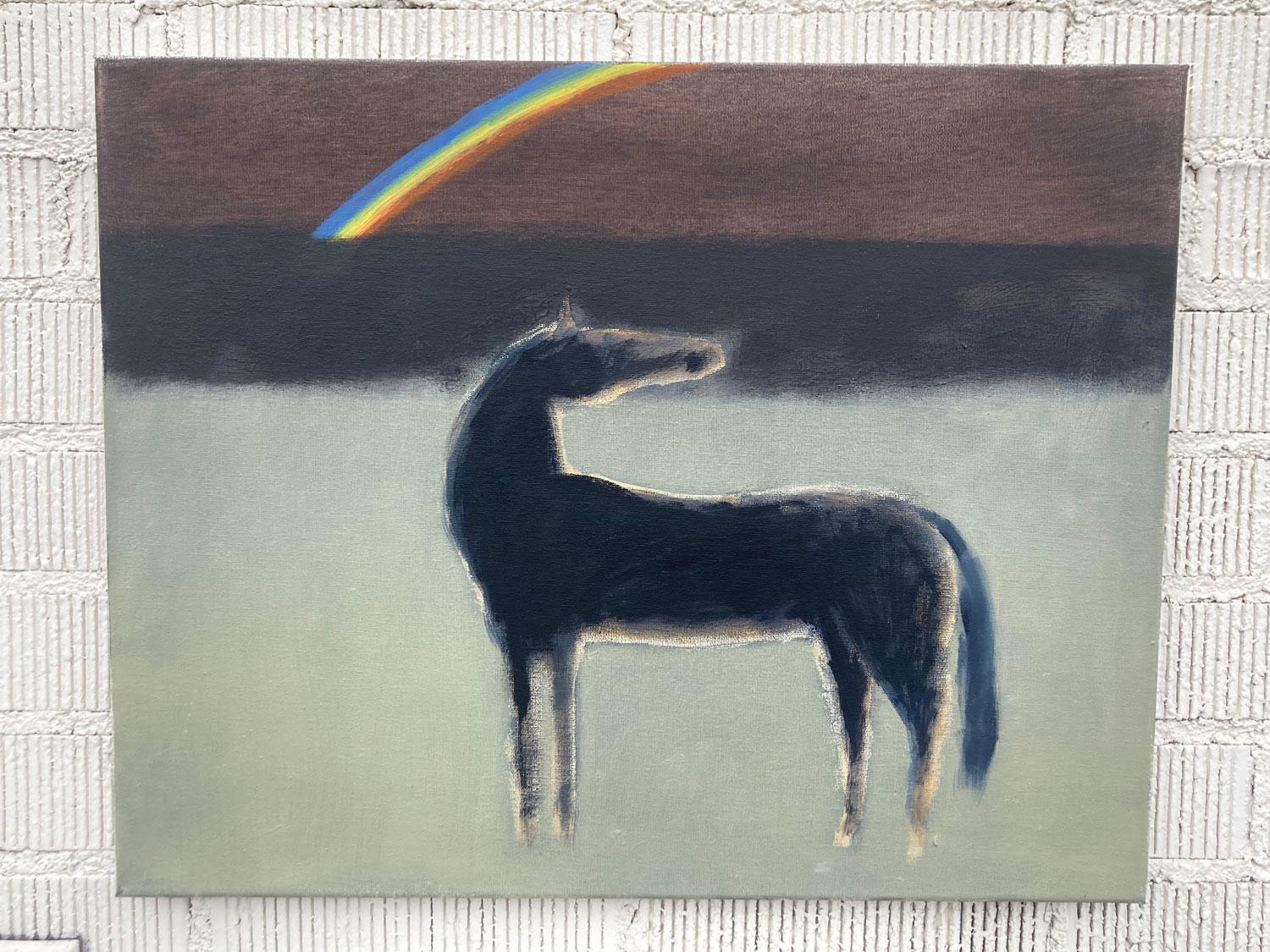 Cavallo Arcobaleno, Pittura a olio - Painting Outsider Art di Nick Bontorno