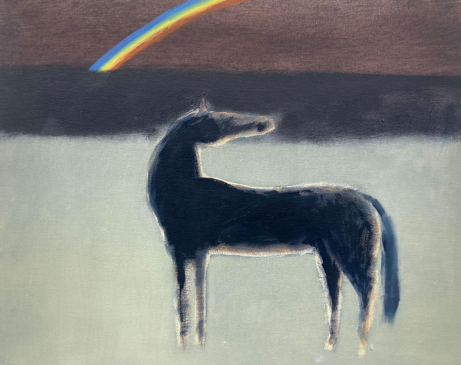 Nick Bontorno Animal Painting - Rainbow Horse, Oil Painting