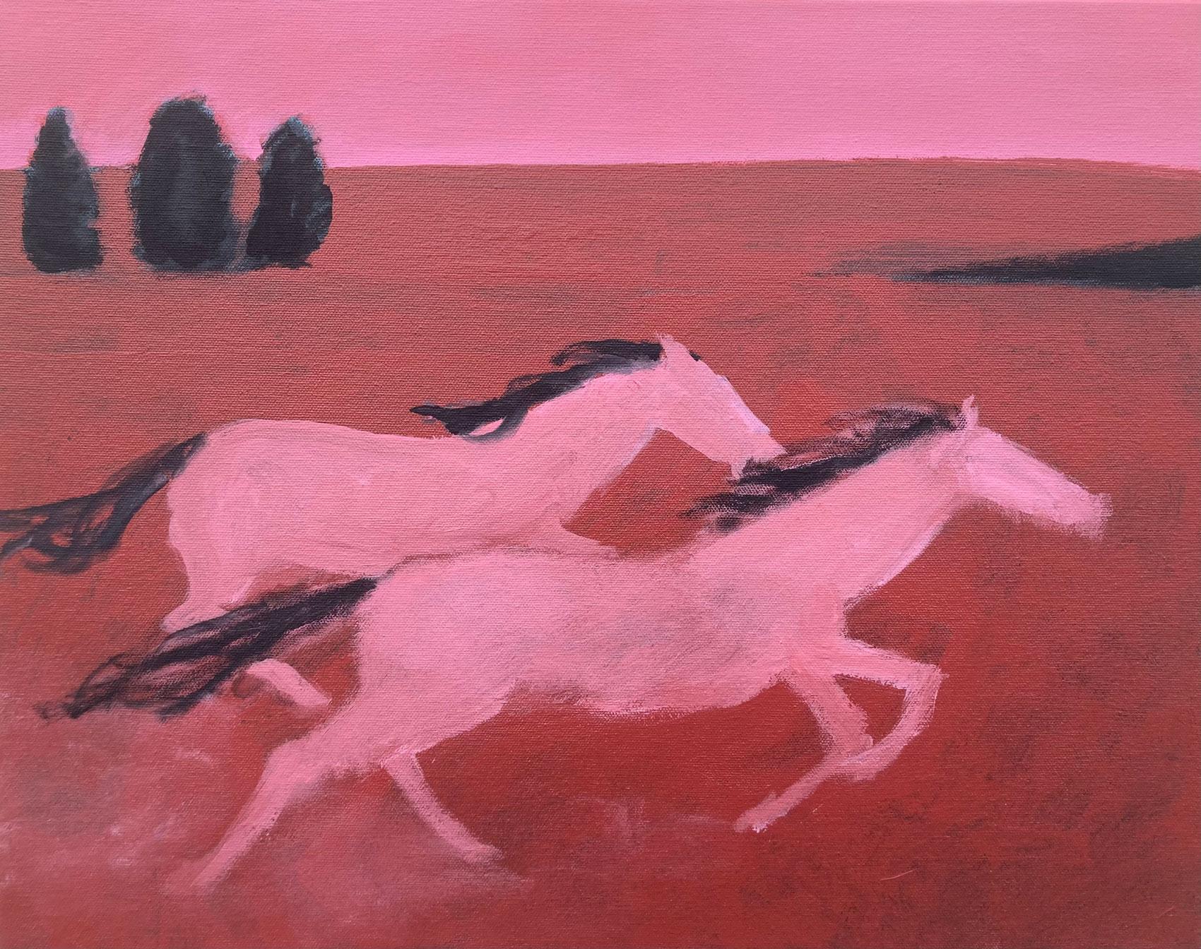 Nick Bontorno Animal Painting - Pink Runners, Original Painting