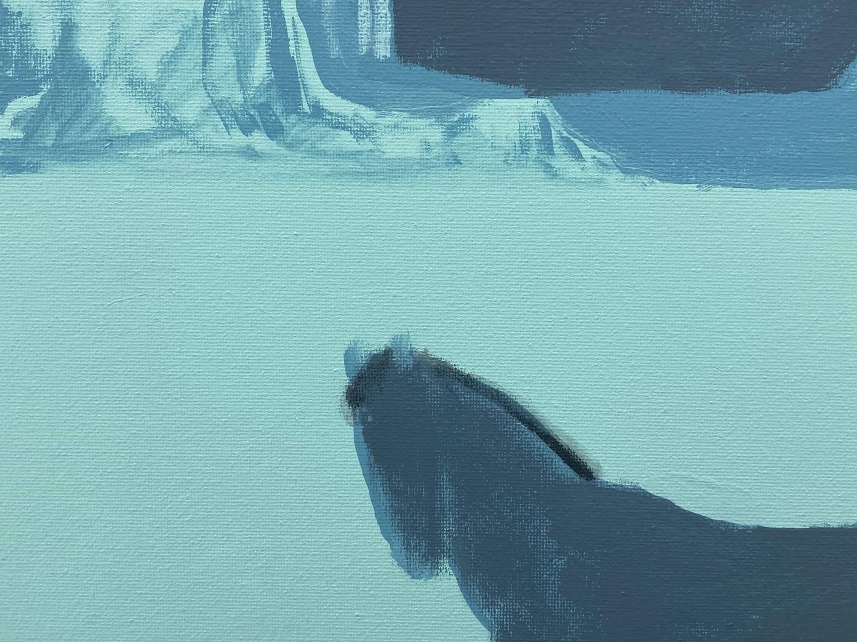 <p>Kommentare des Künstlers<br>Der Künstler Nick Bontorno malt ein einsames Pferd, das in einer weiten Schlucht steht. Die blassblauen Töne und die minimale Darstellung zeigen eine entspannte Resonanz in der kargen pastoralen Landschaft. Seine