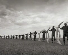 Rangers (Line Of) With Tusks Of Killed Elephants, Amboseli – Nick Brandt, Africa