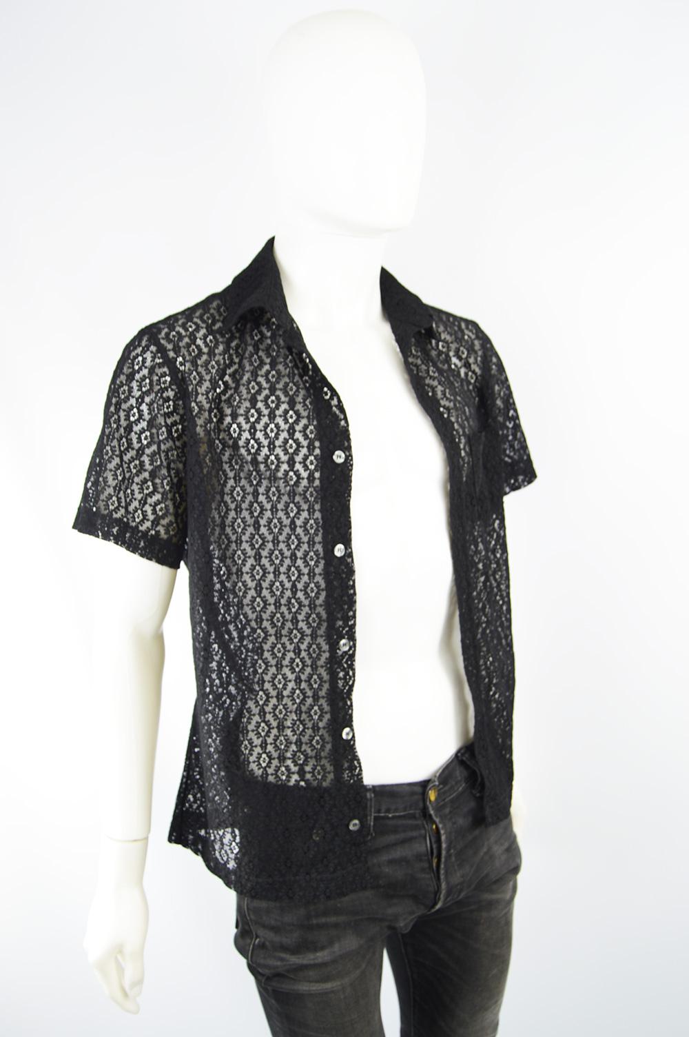 black sheer mens shirt