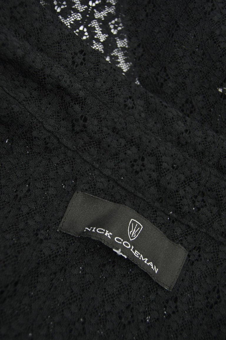 Nick Coleman 1990s Mens Vintage Black Sheer Lace Short Sleeve Party ...