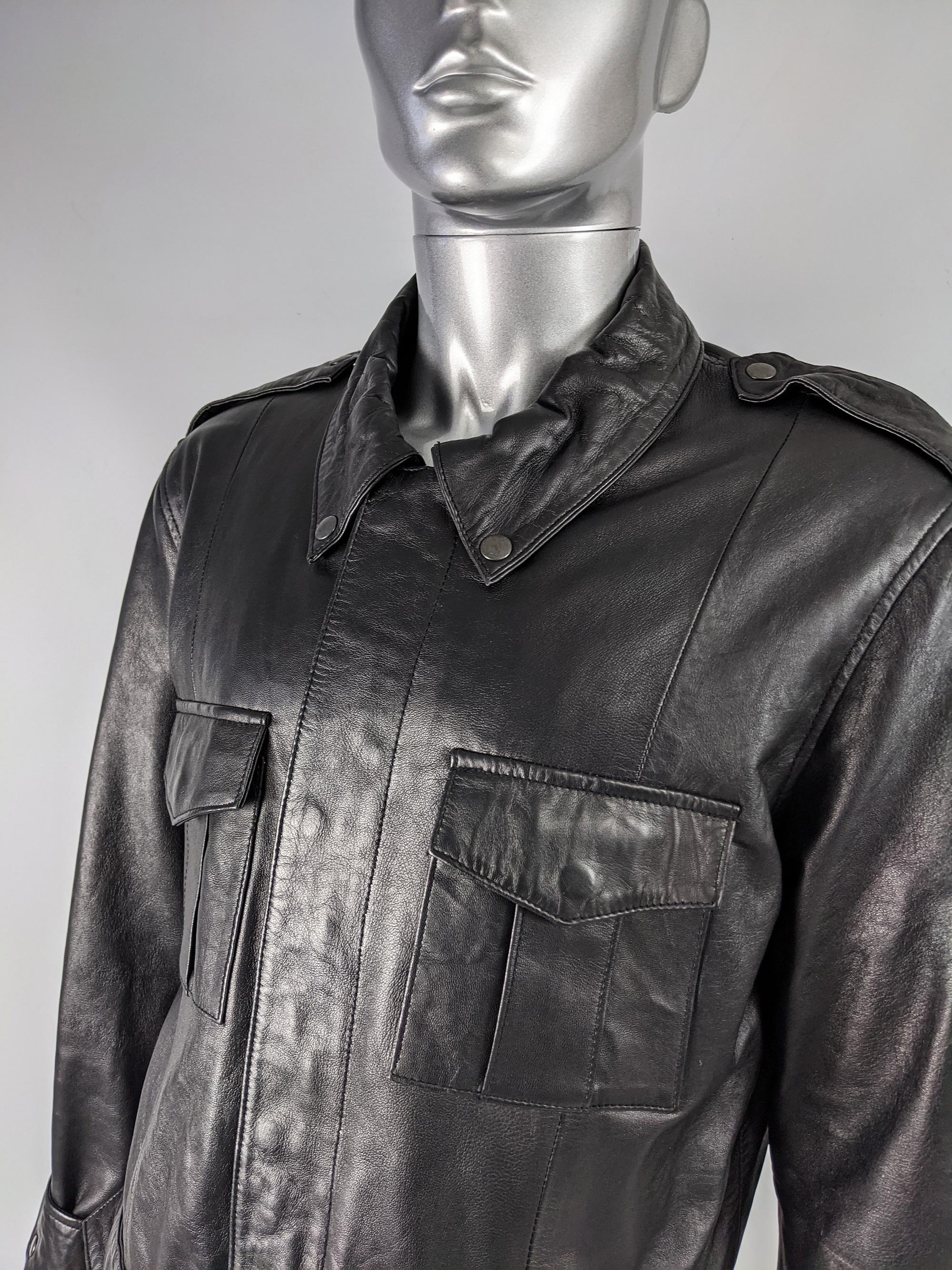 Noir Nick Coleman Mens Vintage Black Leather Jacket