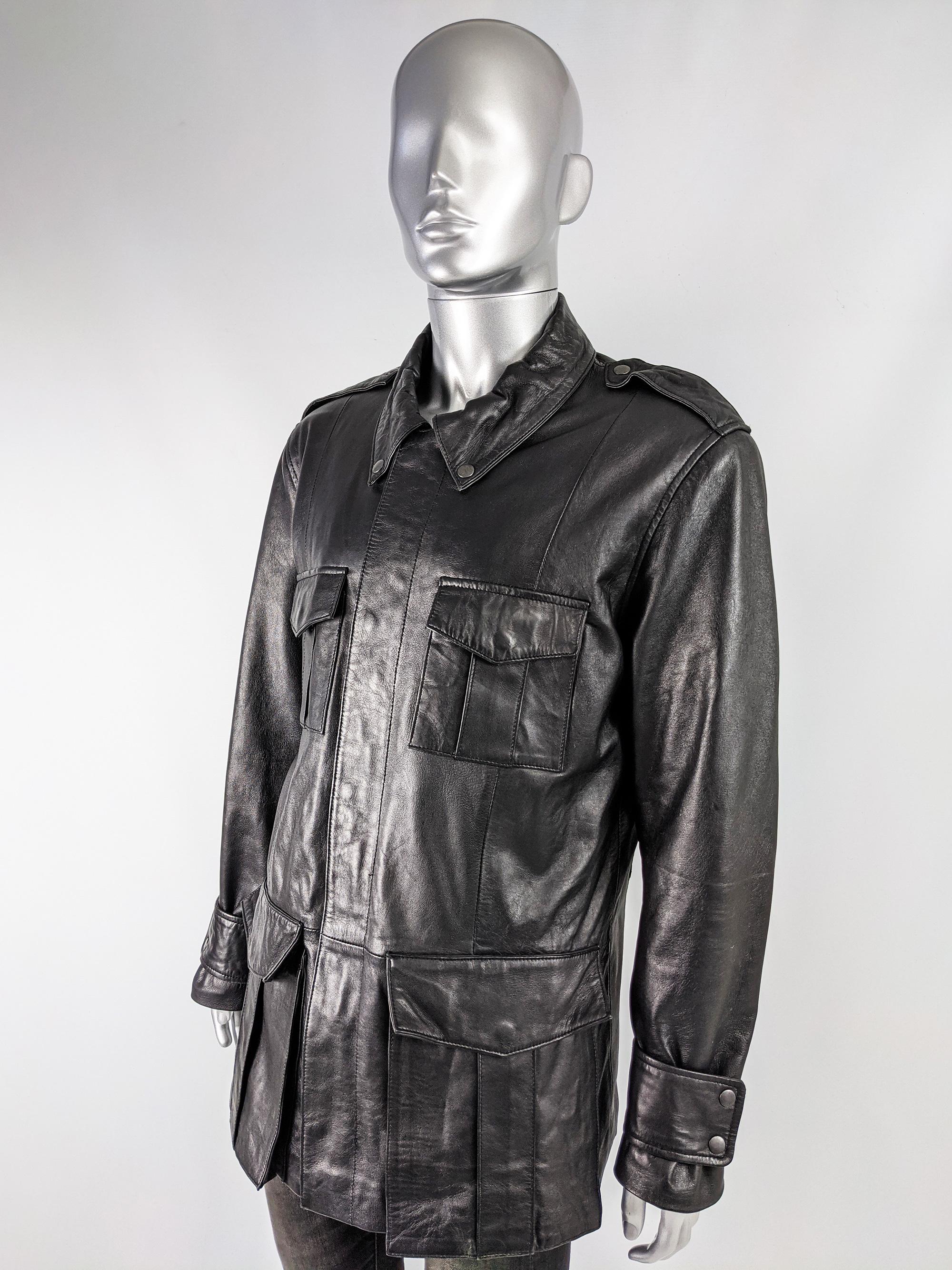 Nick Coleman Chaqueta de piel negra vintage para hombre en Excelente Estado en Doncaster, South Yorkshire