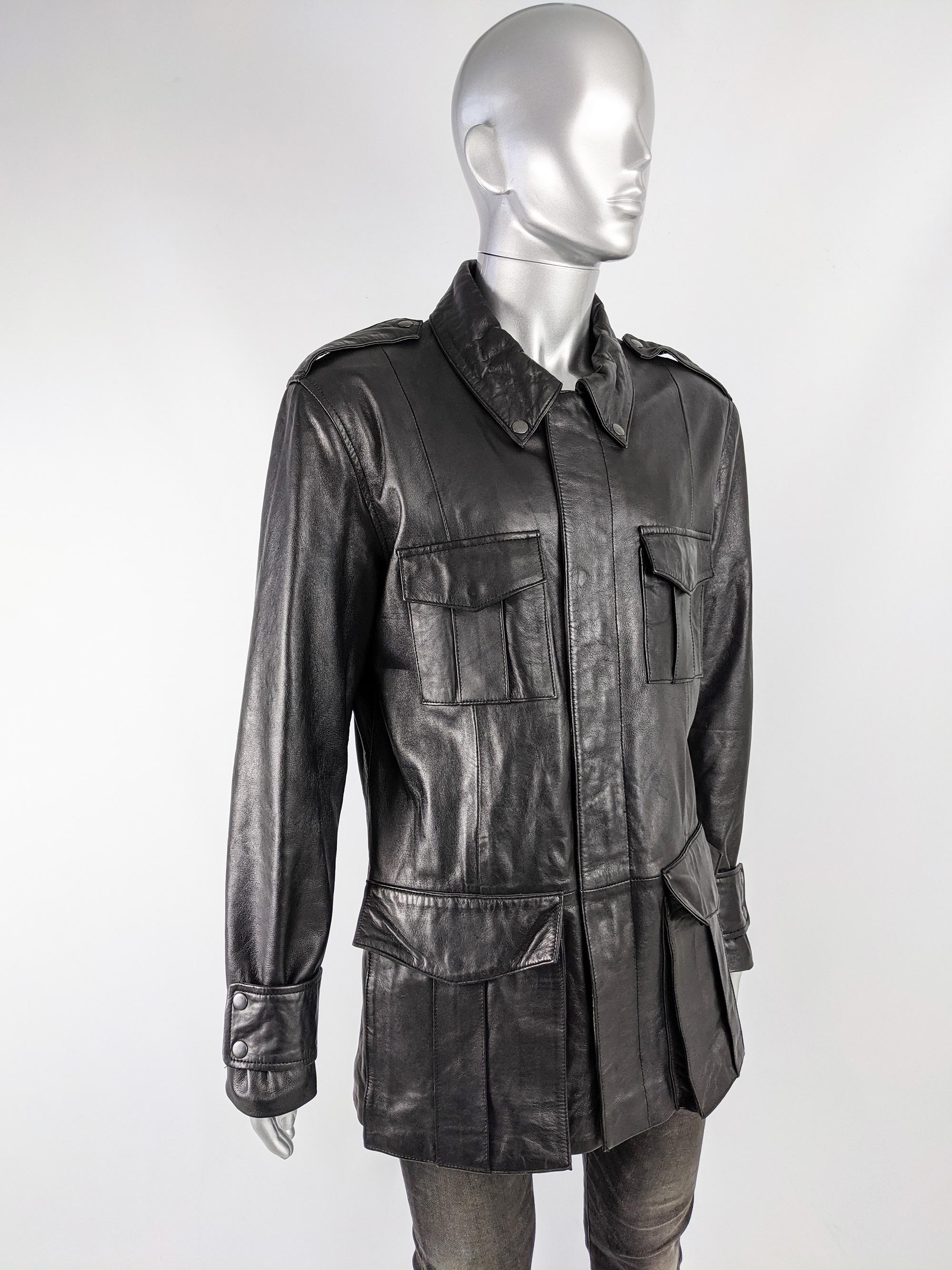 Nick Coleman Mens Vintage Black Leather Jacket In Excellent Condition In Doncaster, South Yorkshire