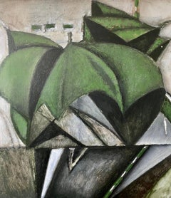 Mixed Media Collage Oil Painting Futuristic Abstract Expressionist Machine Art