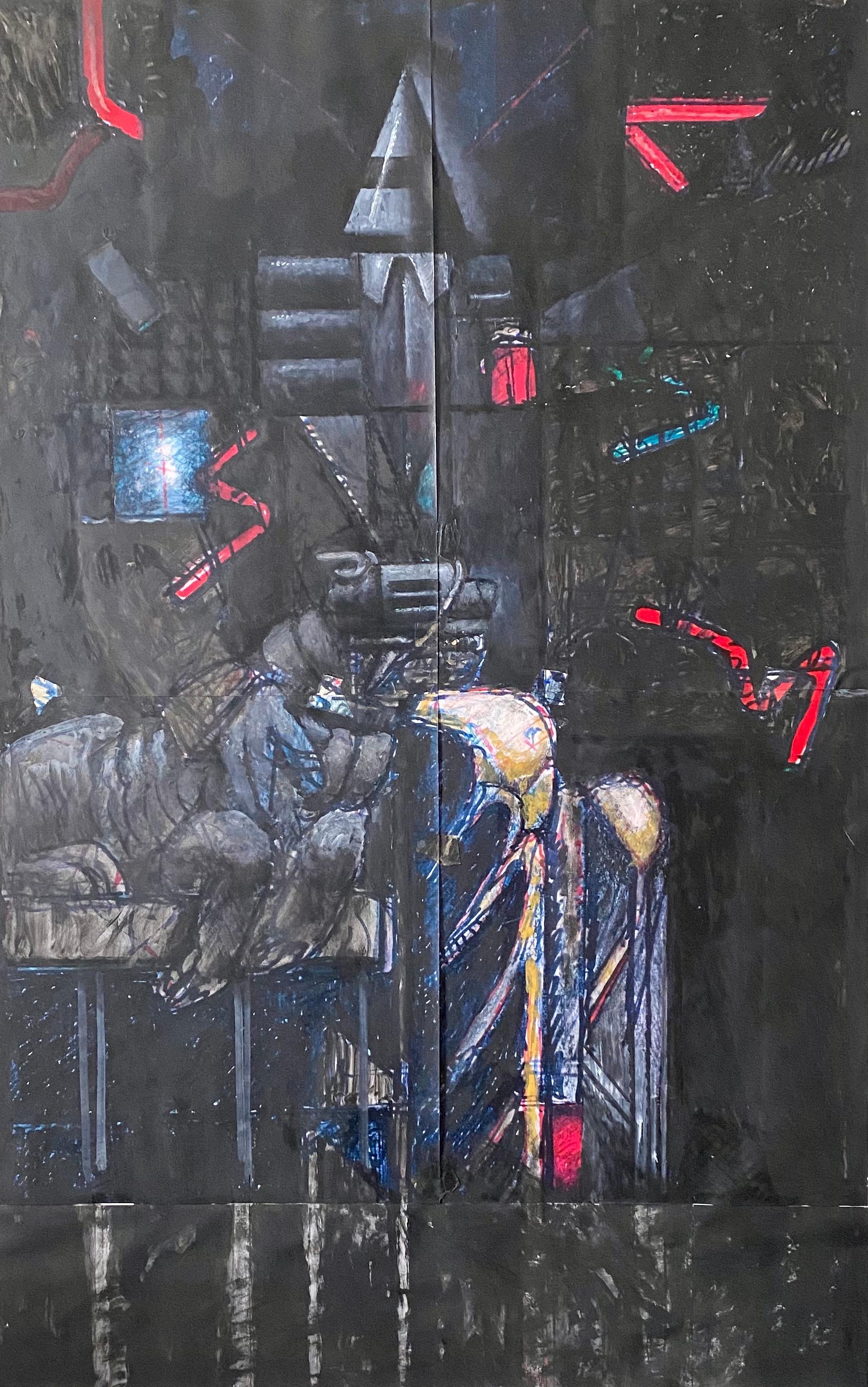 Collage a tecnica mista Pittura ad olio Futuristica Espressionista Astratta Machine Art