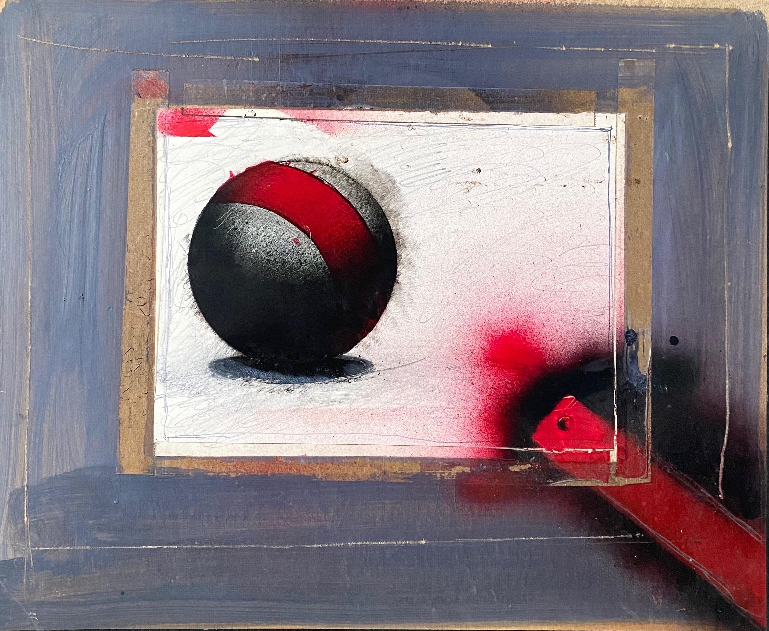 Técnica mixta Collage Pintura al óleo Arte futurista abstracto de ciencia ficción - Abstract Painting Gris de Nick de Angelis