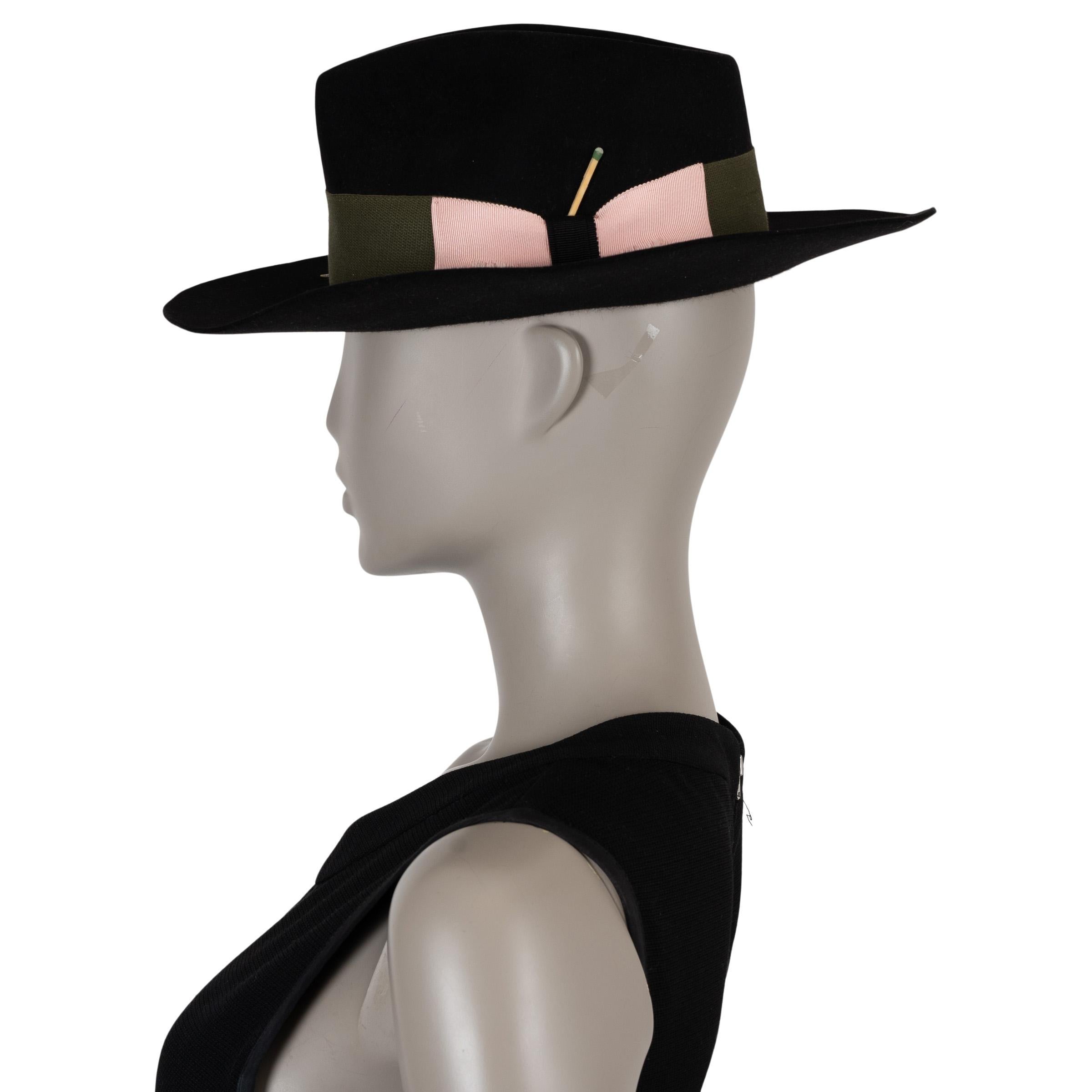 Nero Cappello Fedora CHE NICK FOUGUET in feltro di castoro nero 55 in vendita
