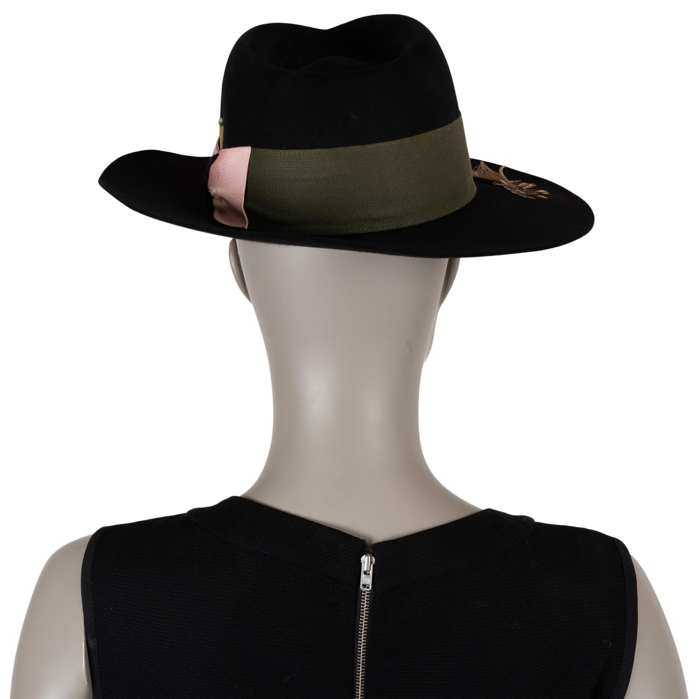 Donna Cappello Fedora CHE NICK FOUGUET in feltro di castoro nero 55 in vendita