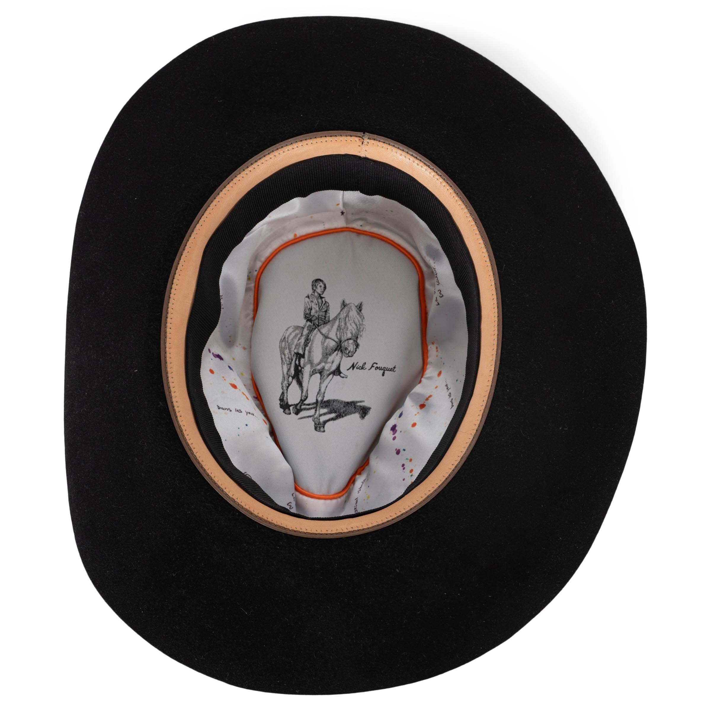 Cappello Fedora CHE NICK FOUGUET in feltro di castoro nero 55 in vendita 2