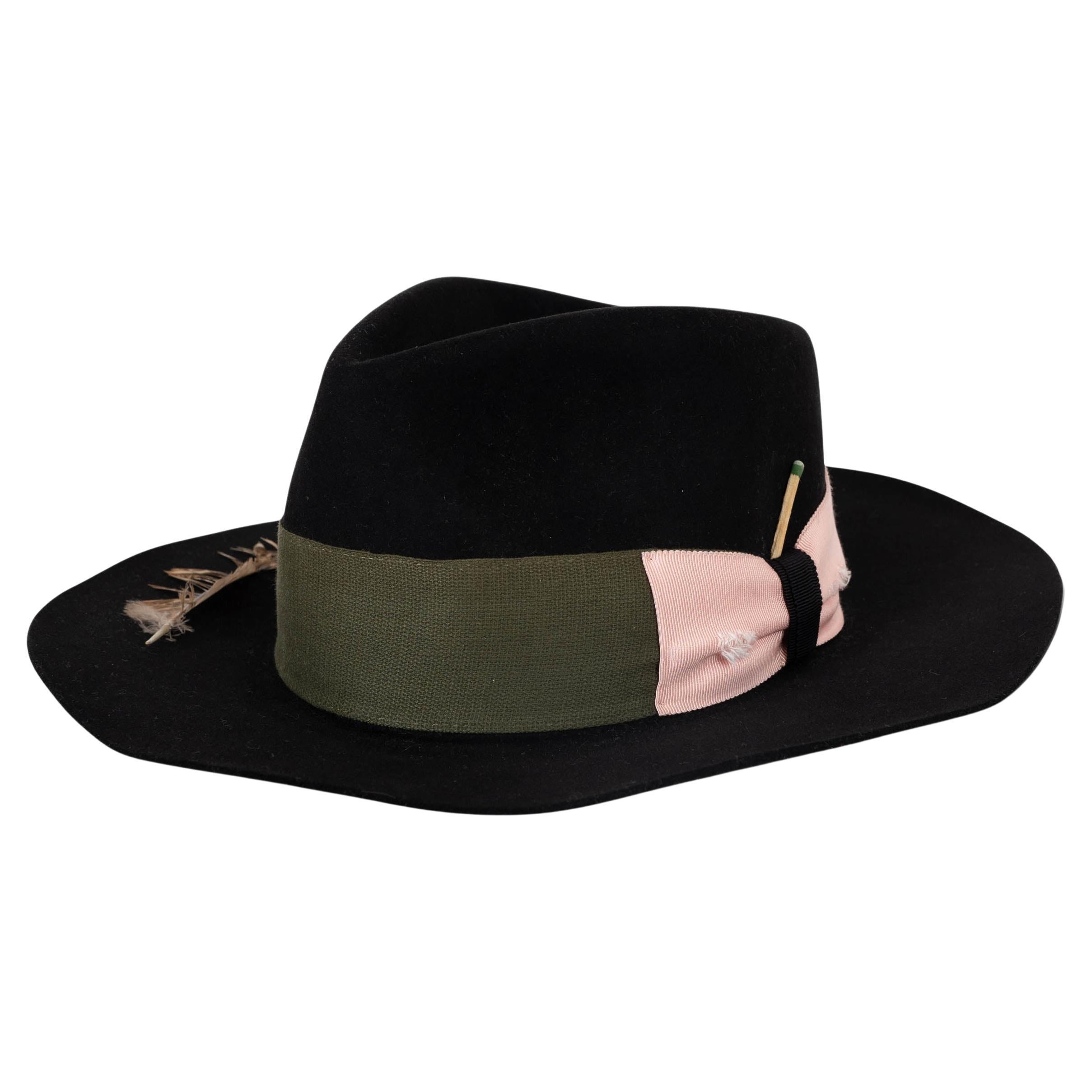 NICK FOUGUET black beaver felt CHE Fedora Hat 55
