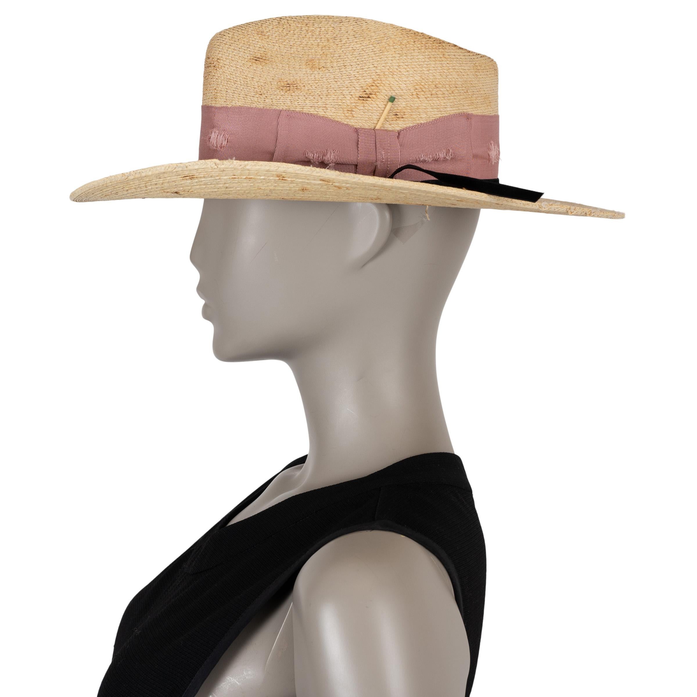 Beige NICK FOUGUET Cappello Fedora PEPE FANJUL in paglia naturale 57 in vendita