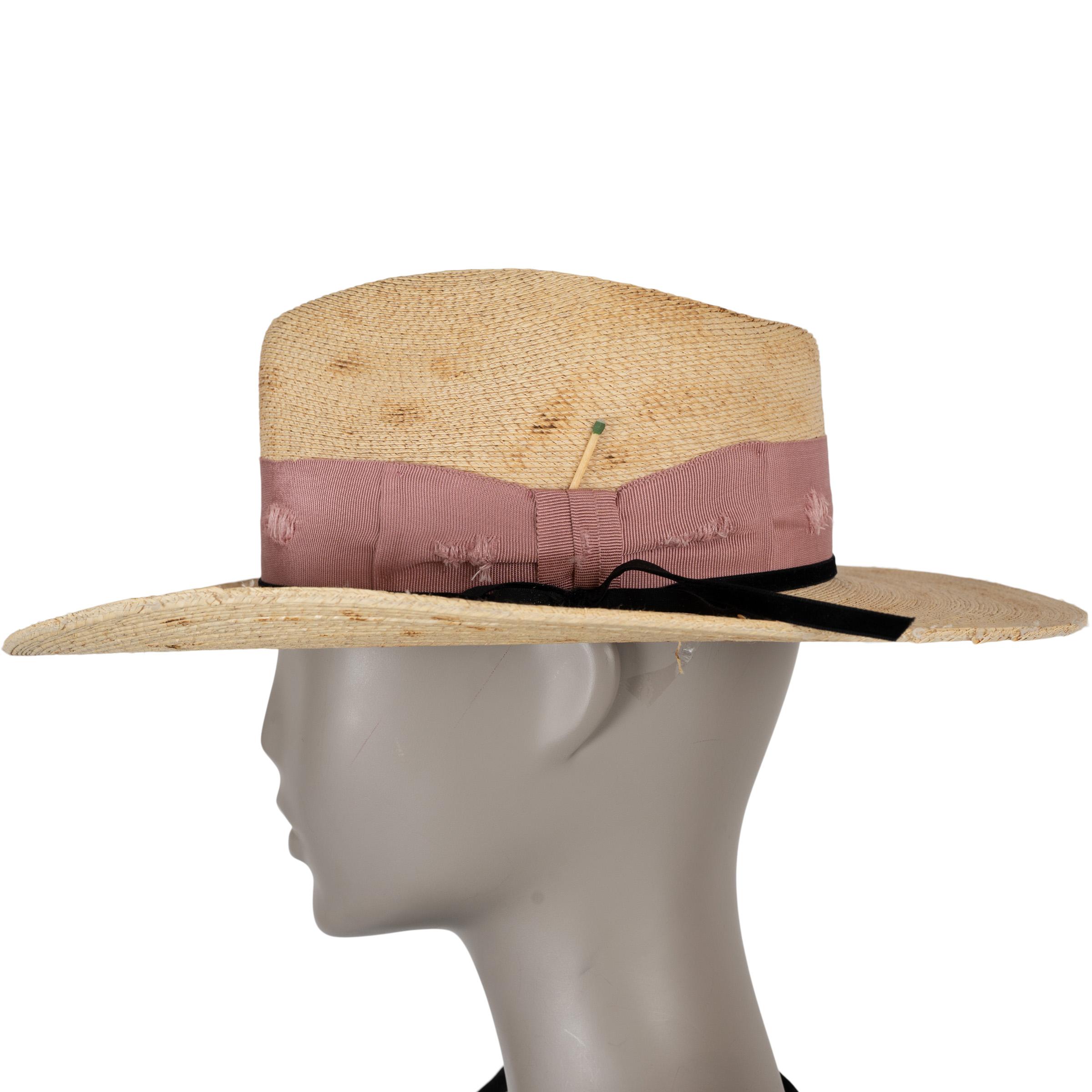 Donna NICK FOUGUET Cappello Fedora PEPE FANJUL in paglia naturale 57 in vendita