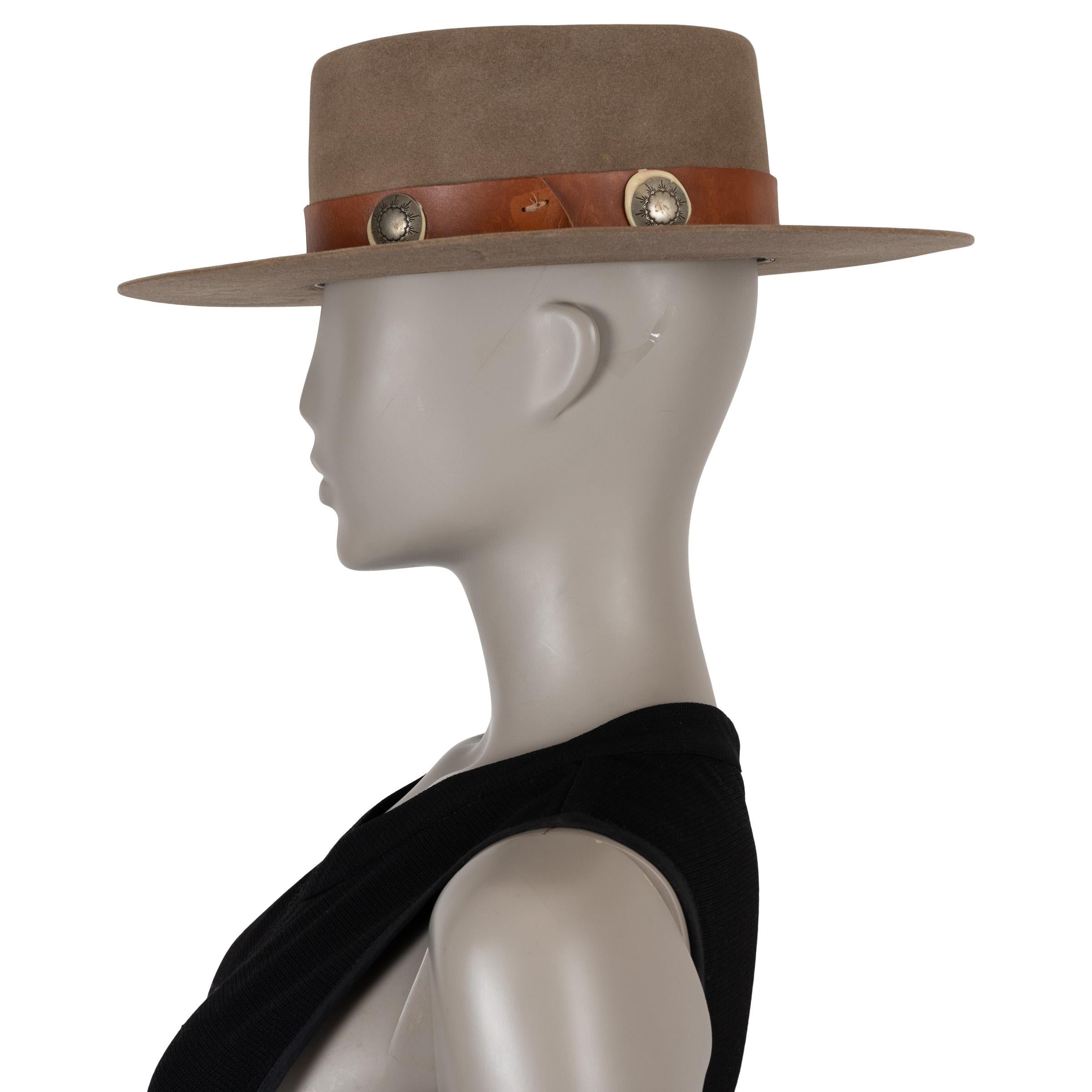 Marrone NICK FOUGUET Cappello Fedora 279 in feltro di castoro taupe 56 in vendita