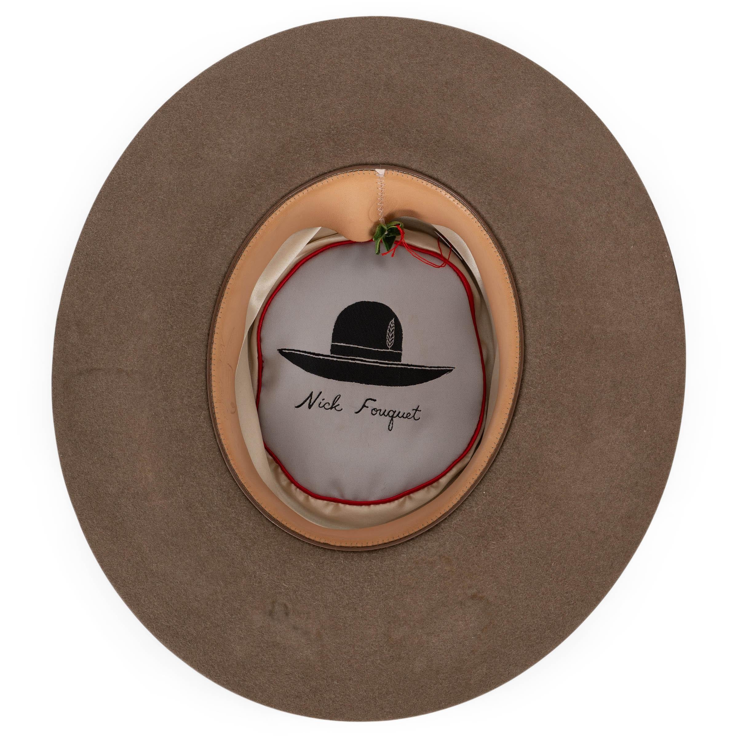 NICK FOUGUET Cappello Fedora 279 in feltro di castoro taupe 56 in vendita 1