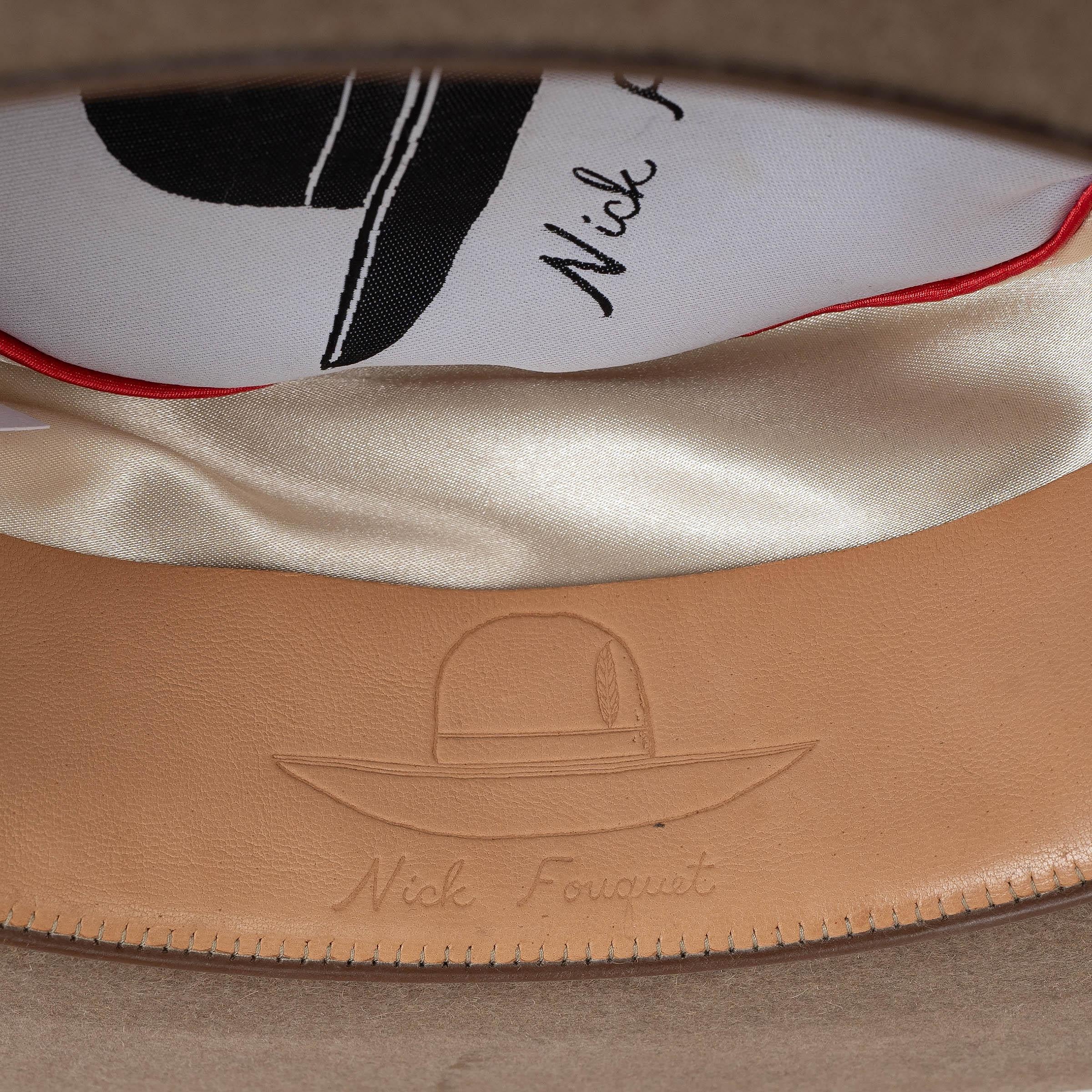 NICK FOUGUET Cappello Fedora 279 in feltro di castoro taupe 56 in vendita 2
