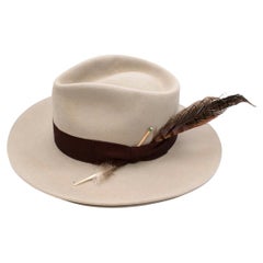 Nick Fouquet Stone Grey Felt Feather Detail Matchstick Fedora - 6 3/4, 54