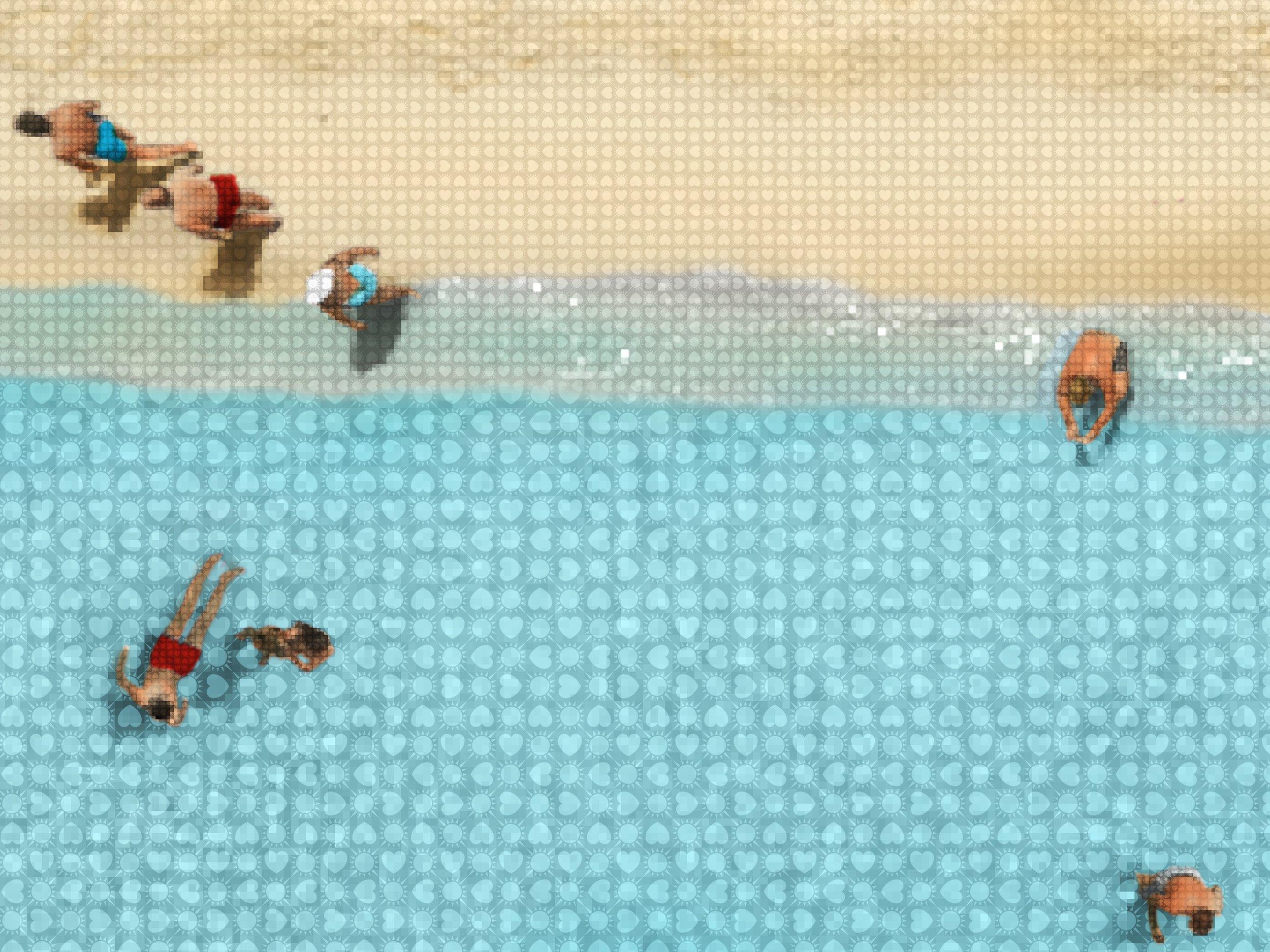 Signierter Acryl-Druck in limitierter Auflage 
Auflage von 20 Stück

Helle und farbenfrohe Strandszene mit vielen Details, bereit zum Aufhängen an der Wand.

Nicks künstlerischer Prozess ist eine fesselnde Mischung aus modernen Techniken und
