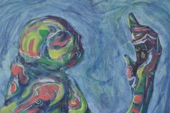 «Android Woman», pintura abstracta dinámica, acrílico sobre panel de madera, de Nick Keefer