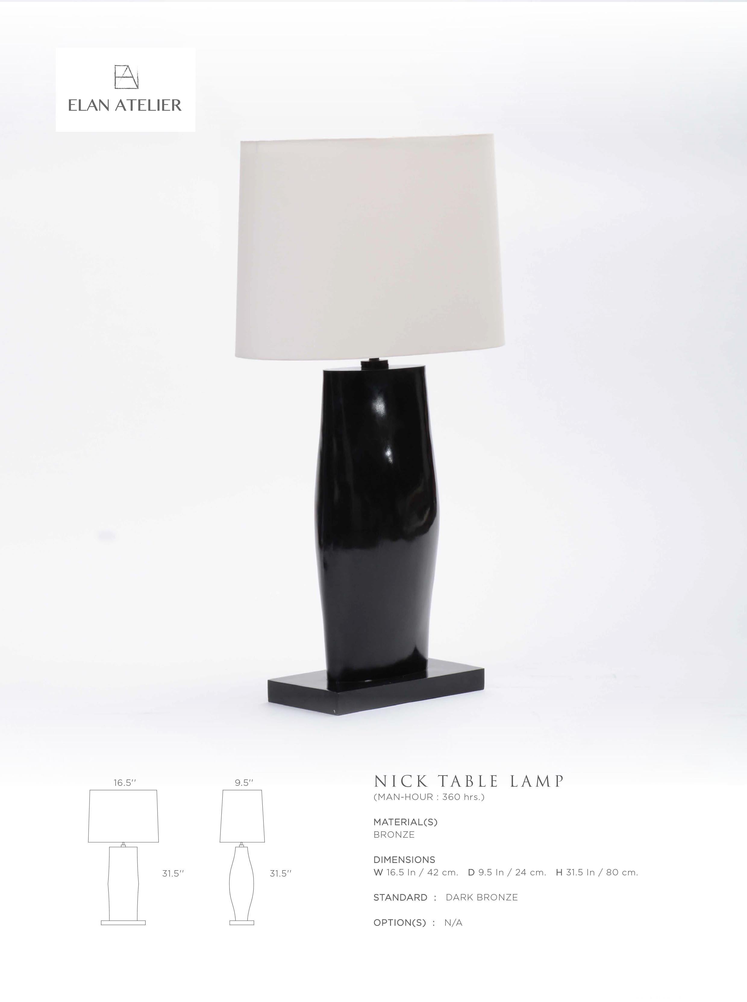 Contemporary Nick Lamp in Cast Bronze with Black Finish by Elan Atelier (made to order) For Sale