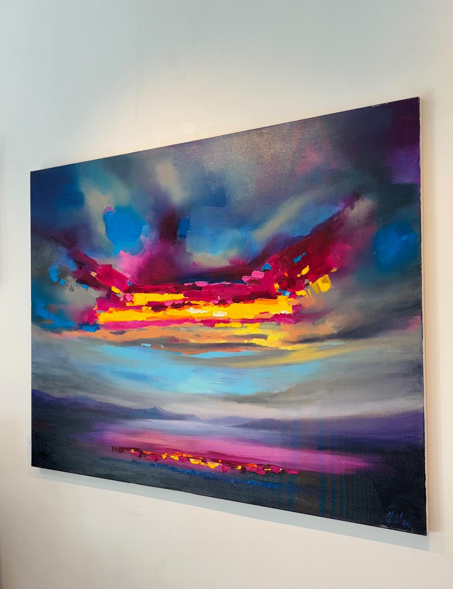 Riflessi celesti - pittura ad olio originale di paesaggio astratto - Arte contemporanea - Painting Impressionismo astratto di Nick Quirke