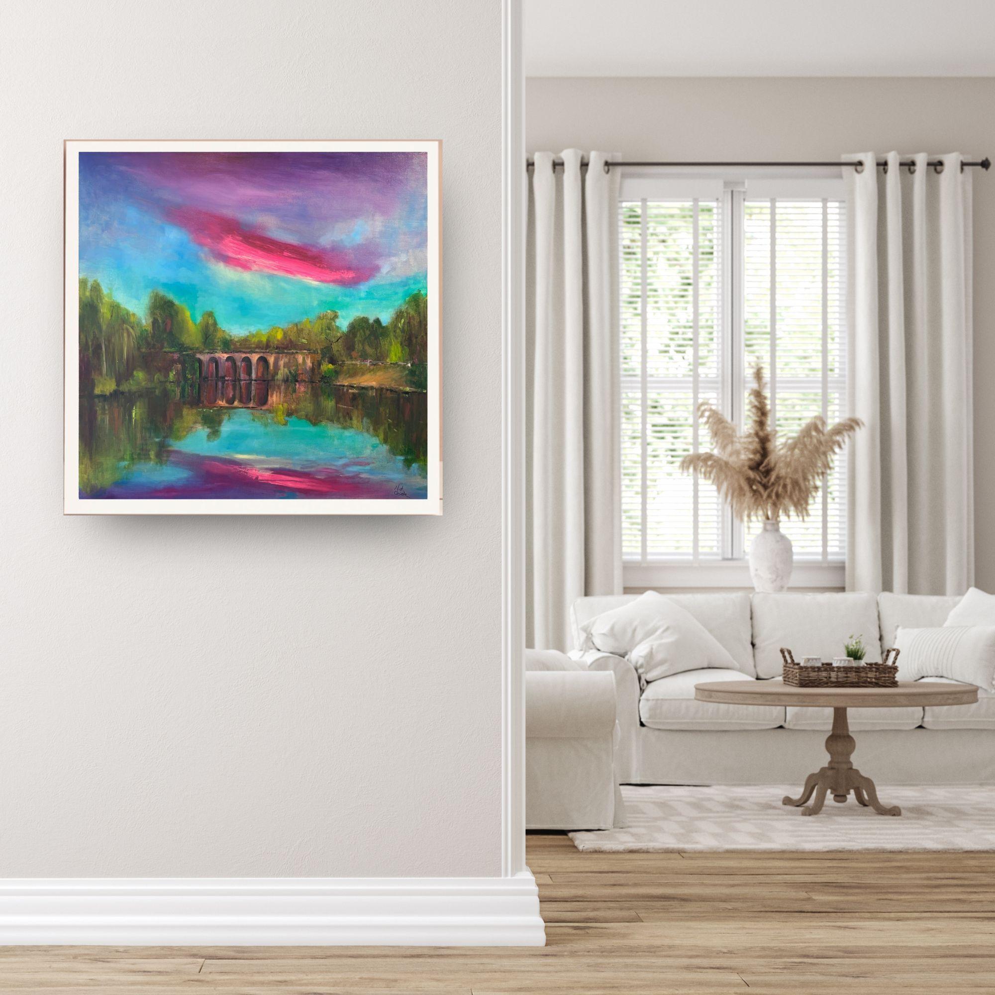 Hampstead Viaduct-original abstract seascape oil painting-contemporary Art - Painting by Nick Quirke