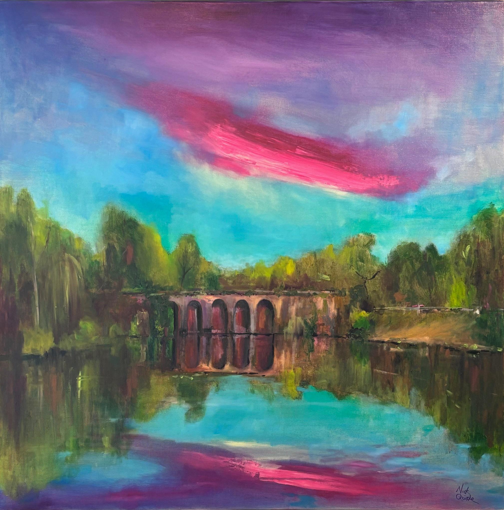 Nick Quirke Abstract Painting – Hampstead Viaduct-abstraktes Ölgemälde mit Meerblick-zeitgenössische Kunst