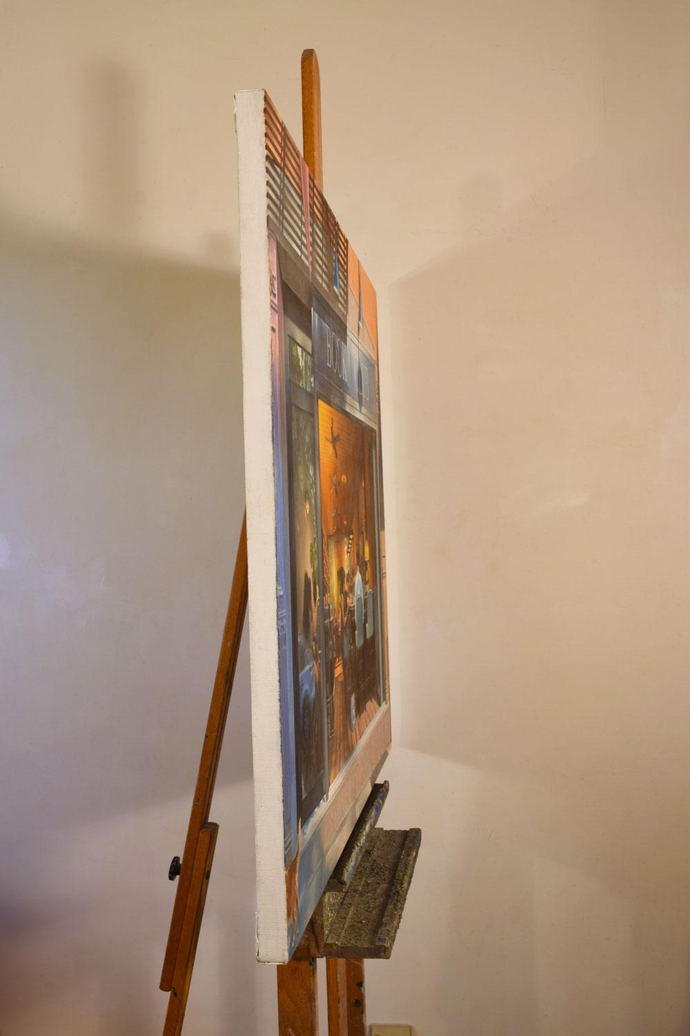 Club de livres, peinture à l'huile - Painting de Nick Savides