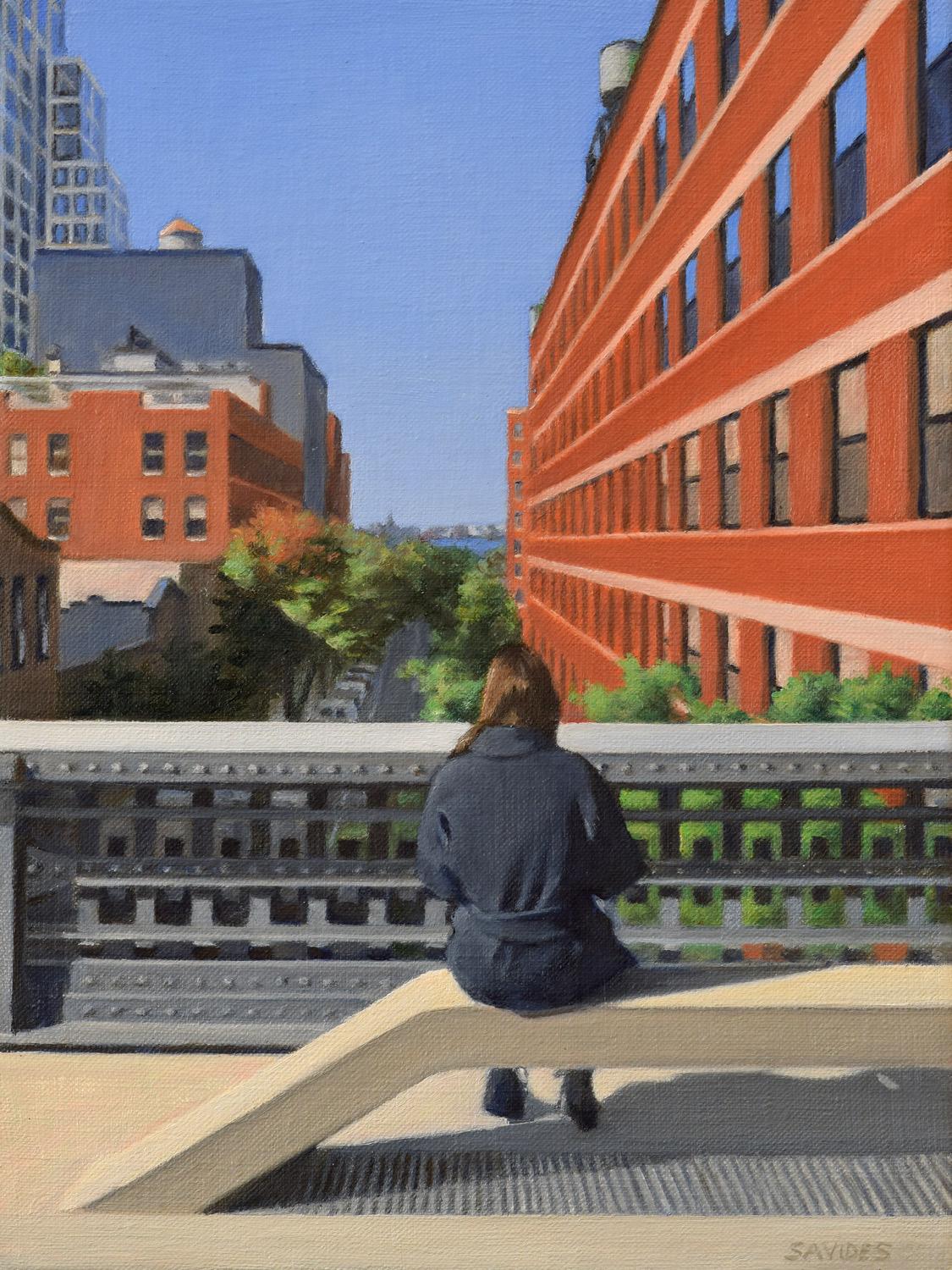 Nick Savides Interior Painting – High Line Looking West, Ölgemälde