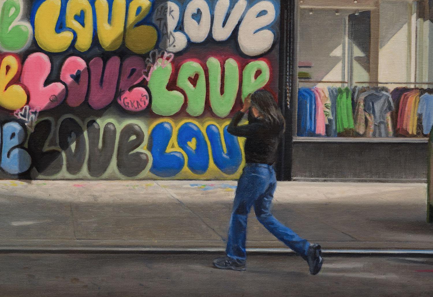 Amore nel frutteto, pittura a olio - Interior Painting Nero di Nick Savides