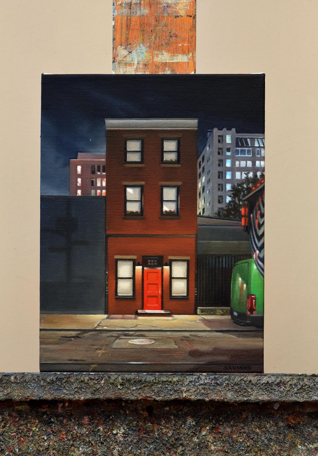 Porte rouge, peinture à l'huile - Réalisme Painting par Nick Savides