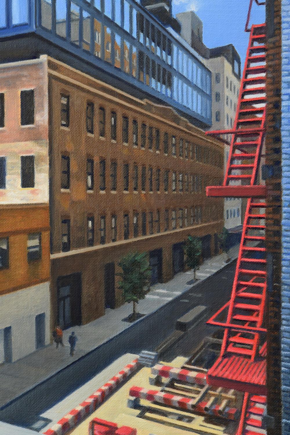 Red Fire Escape, Oil Painting For Sale 2