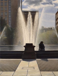 The Fountain in Washington Square, Oil Painting