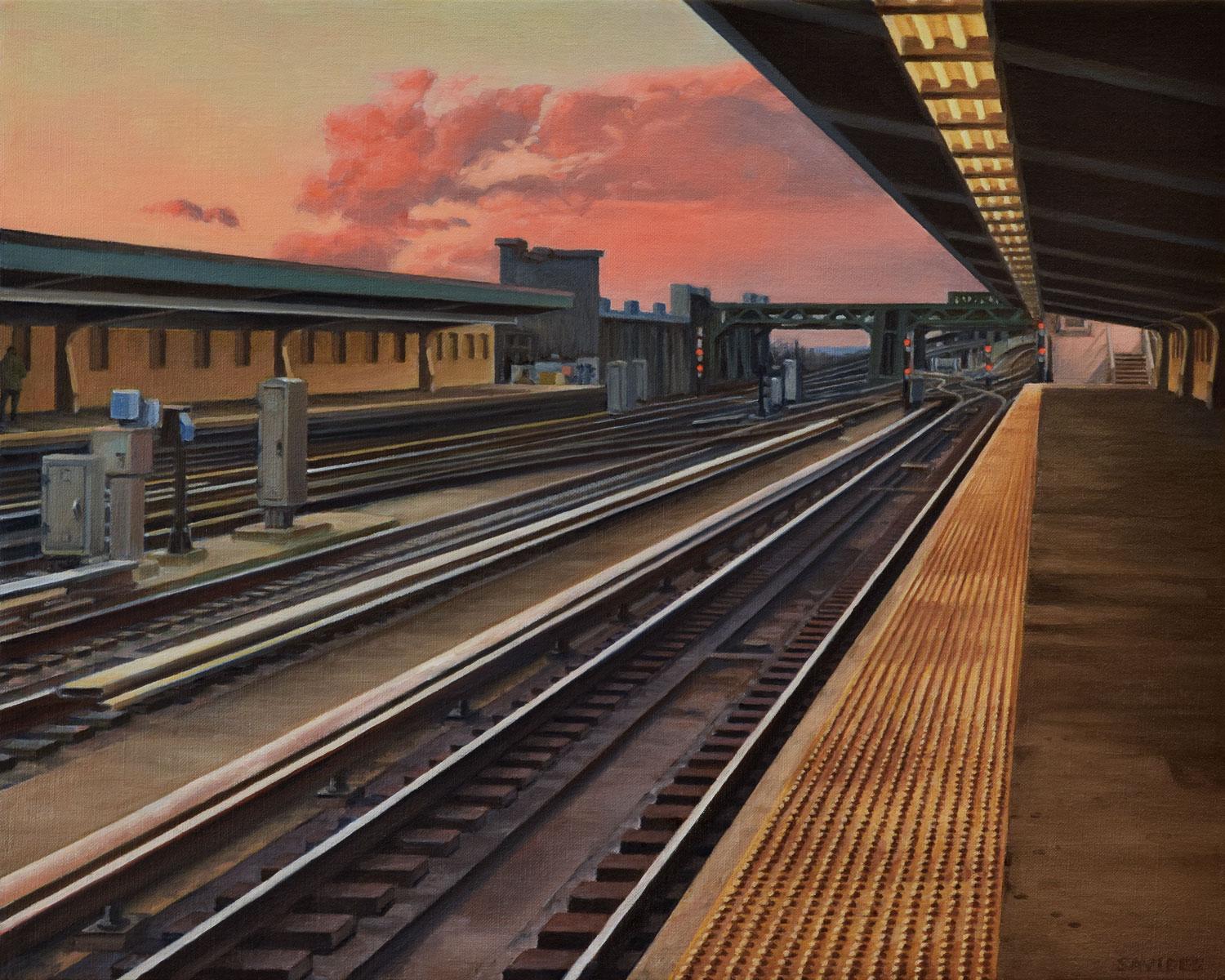 Nick Savides Interior Painting - Train to Sunset, Oil Painting