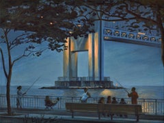Verrazano Bridge at Dusk, Oil Painting