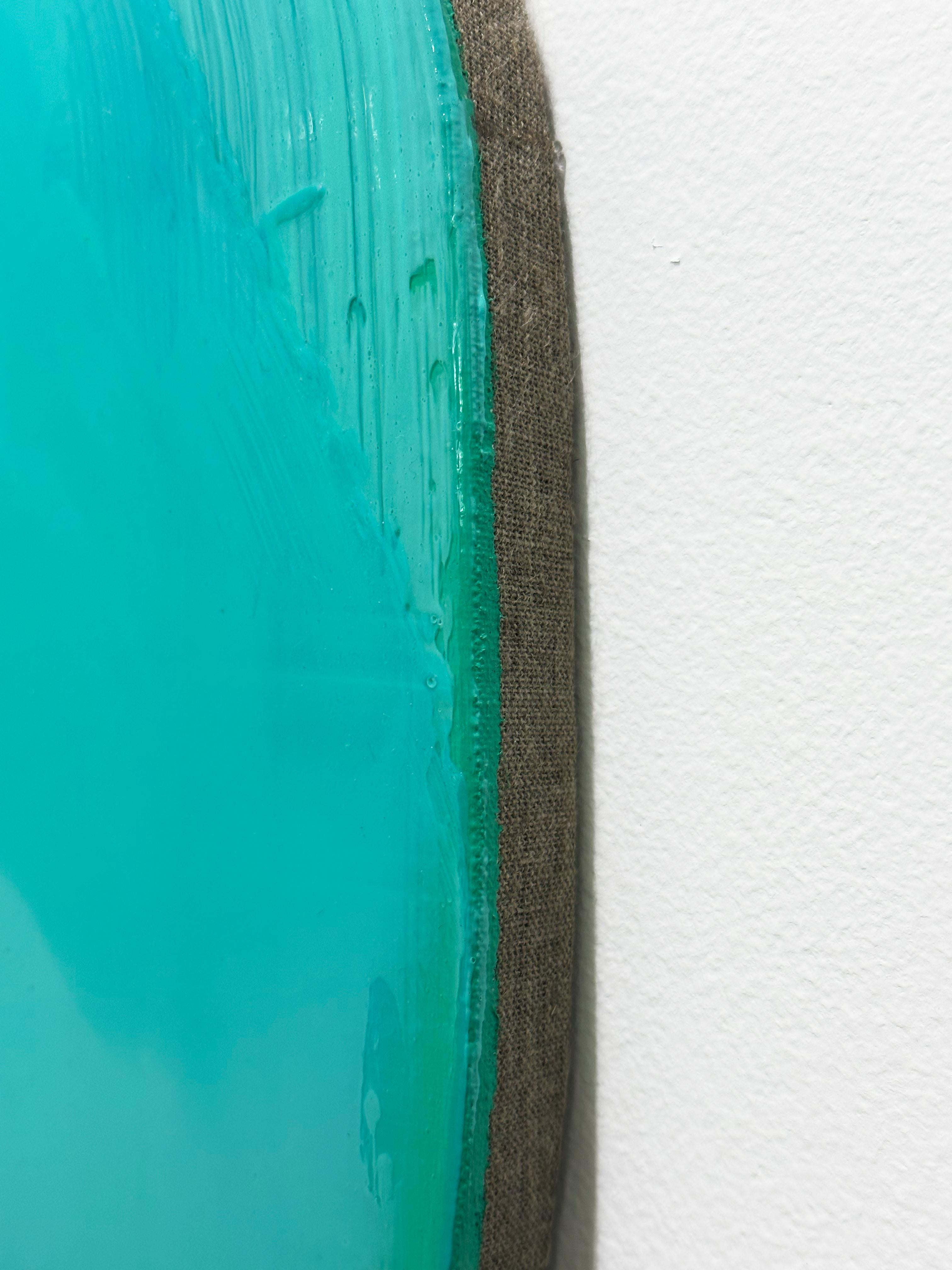A wonderful piece for a contemporary living space, this painting is the result of a years long refinement of artist Nick Schleicher's process. Combining his love of color theory, mastery of material, and unique talent for synthesizing moments into