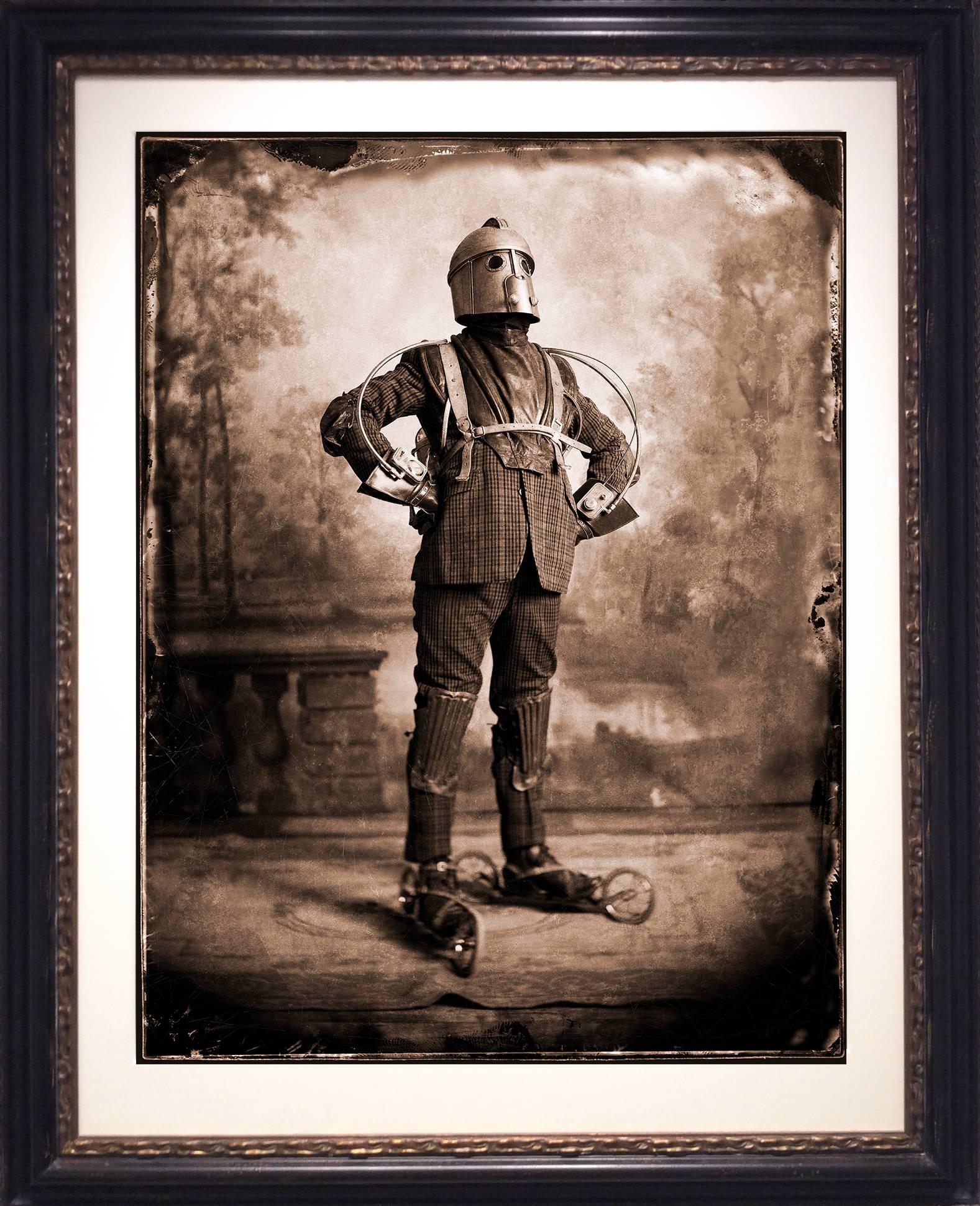 The Perambulator: Surreal, Vintage Style Sepia "Steampunk" Man in Ornate Frame