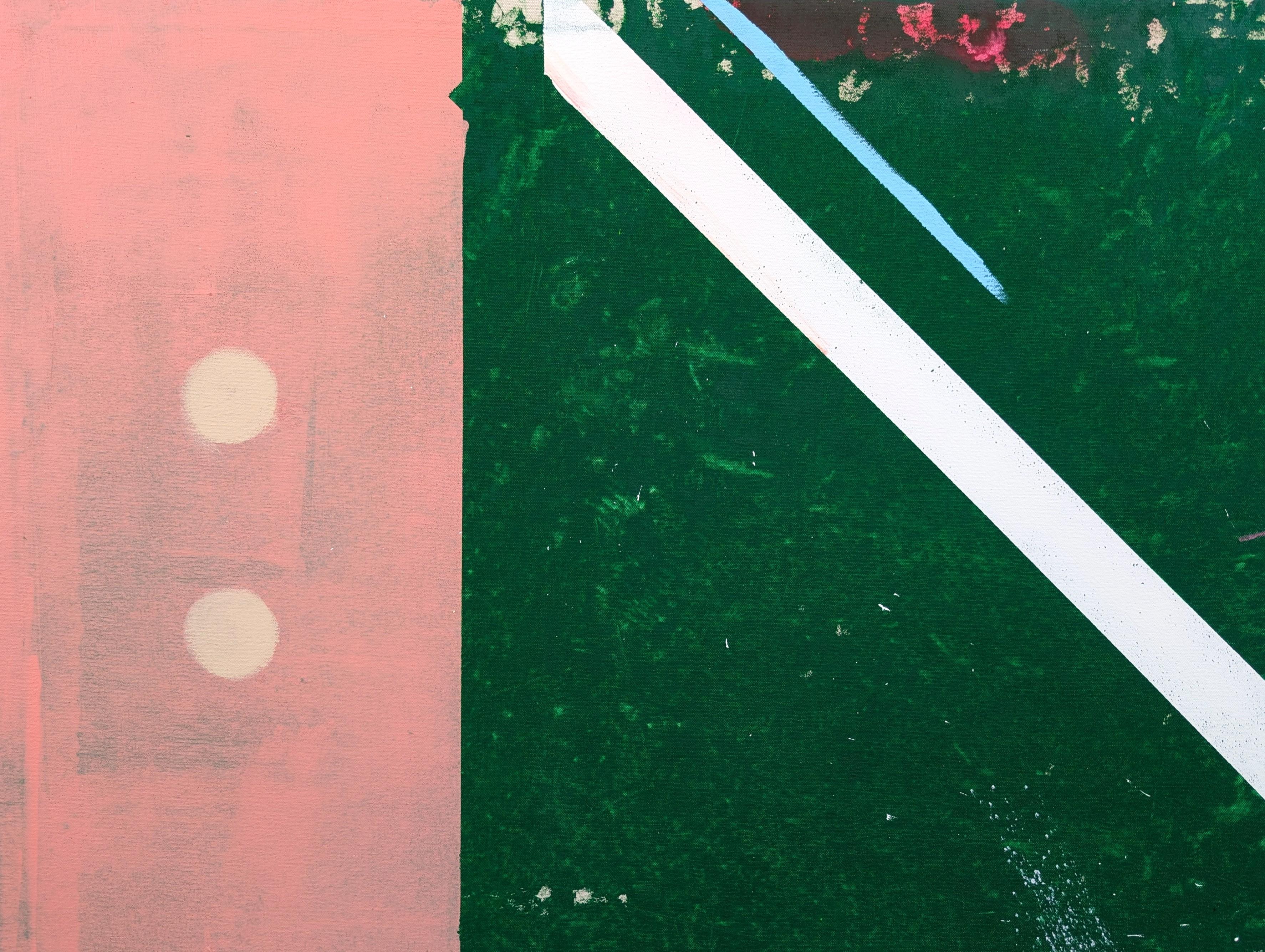 Zeitgenössische abstrakte Drei Cowboys gegen grüne Westernfigur Gemälde (Grün), Figurative Painting, von Nick Stevenson