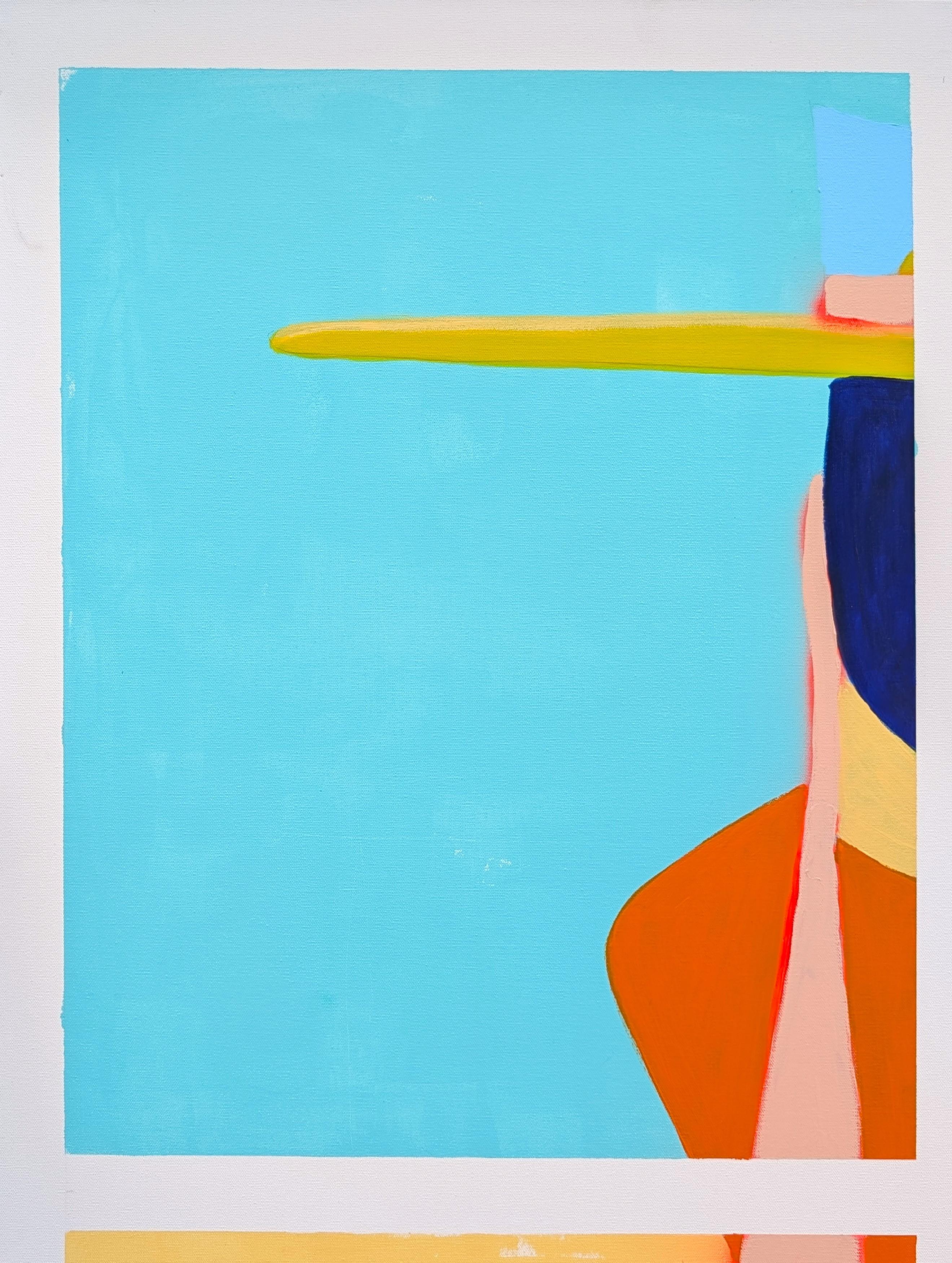 Contemporary colorful pastel western inspired cowboy painting by Texas based artist Nick Stevenson. The work features a standing figure wearing a cowboy hat broken into four colorful quadrants. Signed, titled, and dated on the reverse. Currently