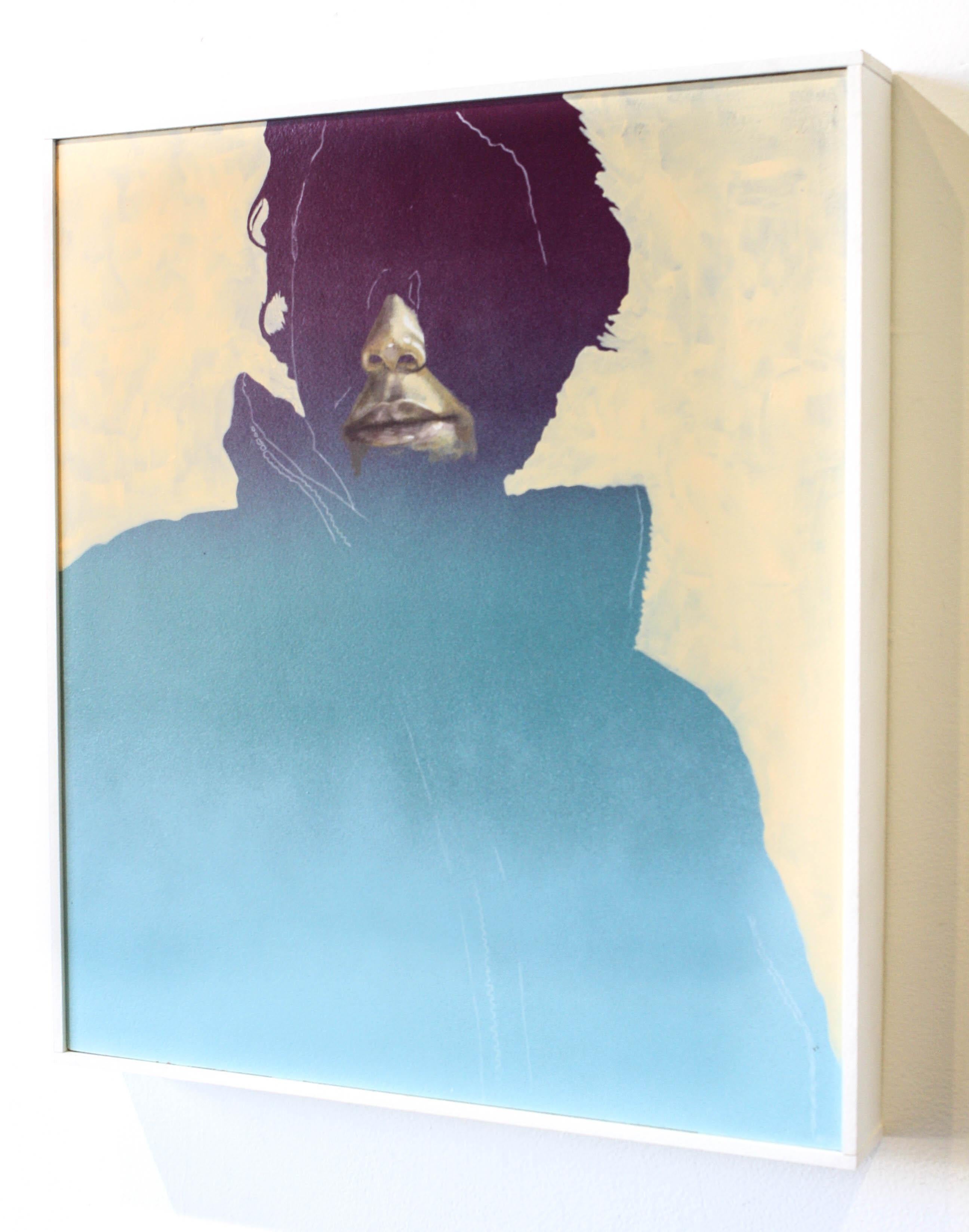 Untitled Portrait #1 - Blue Figurative Painting by Nick Stull