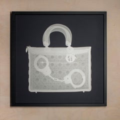 Handschelle Handtasche Silber Siebdruck