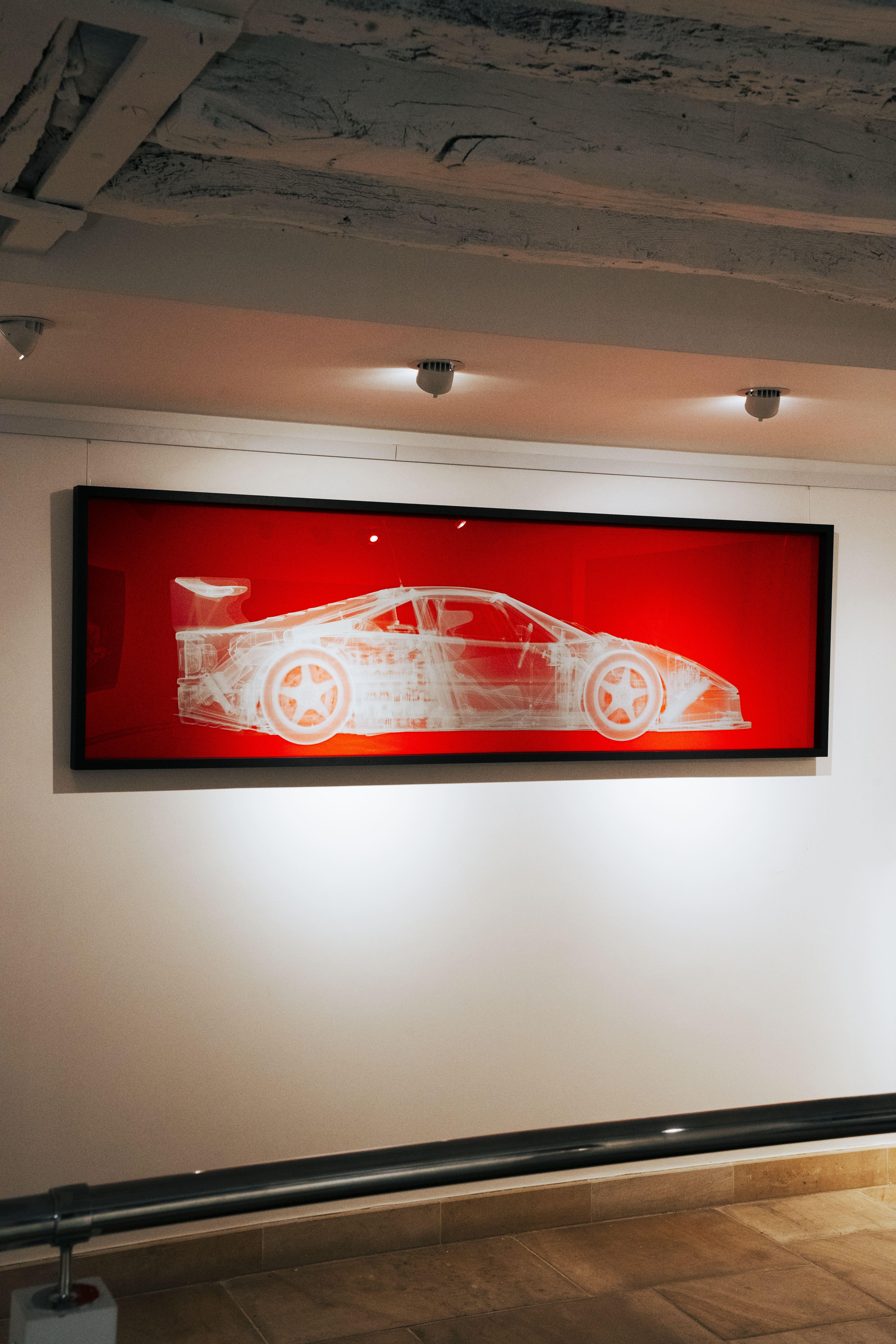 Nick Veasey 
Silver Ferrari F40 on Red
2025

SilXScreen series
Signed and numbered by artist
63,7 x 206 cm frame included as seen in the image.
Edition of 25
Featured in artist's solo show 